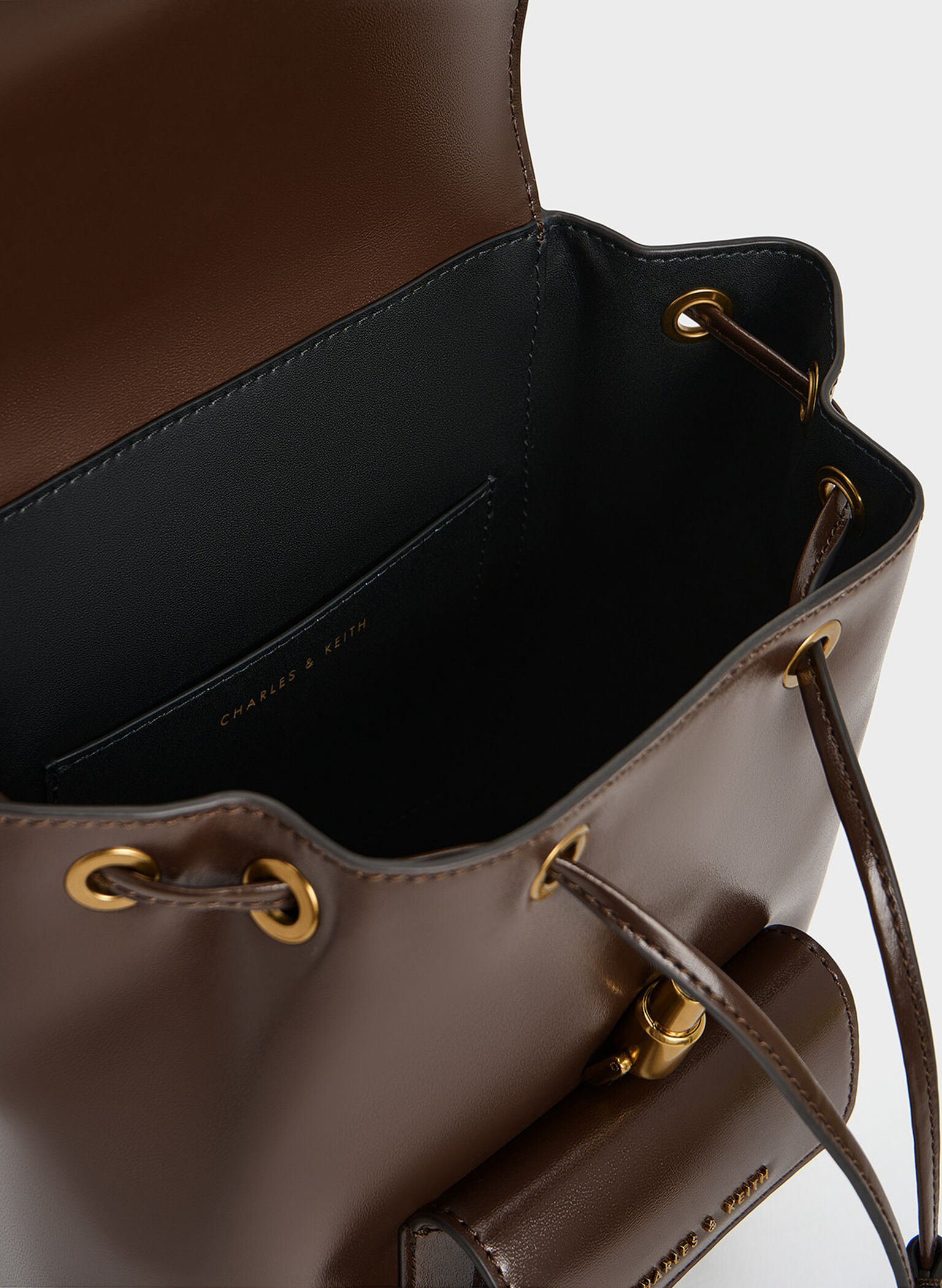 Cesia Metallic Accent Backpack, Dark Brown, hi-res