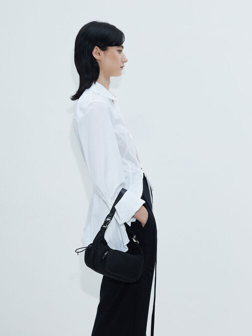 Soleil Nylon Shoulder Bag, Noir, hi-res