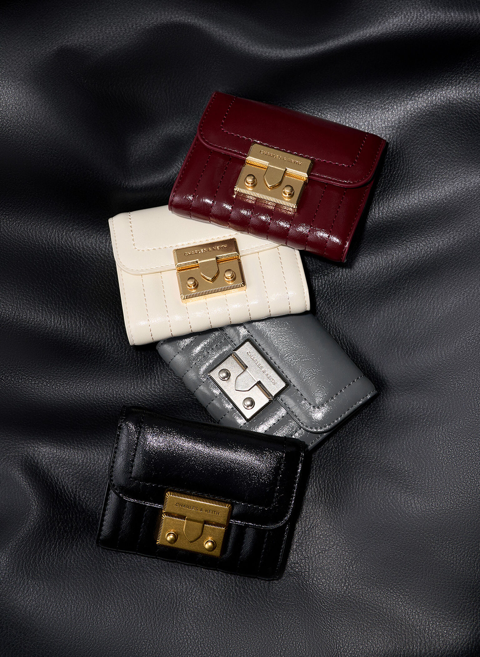 Donna Crinkle-Effect Wallet, Cream, hi-res