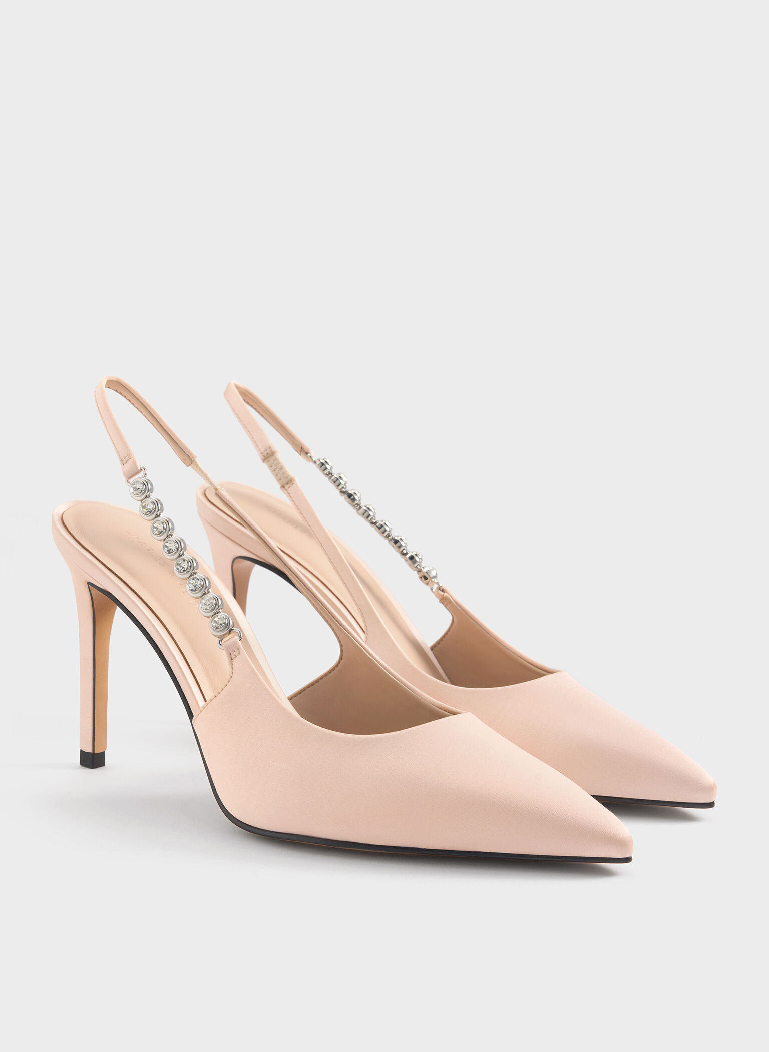 Flores Recycled Polyester Gem-Strap Slingback Pumps, Beige, hi-res