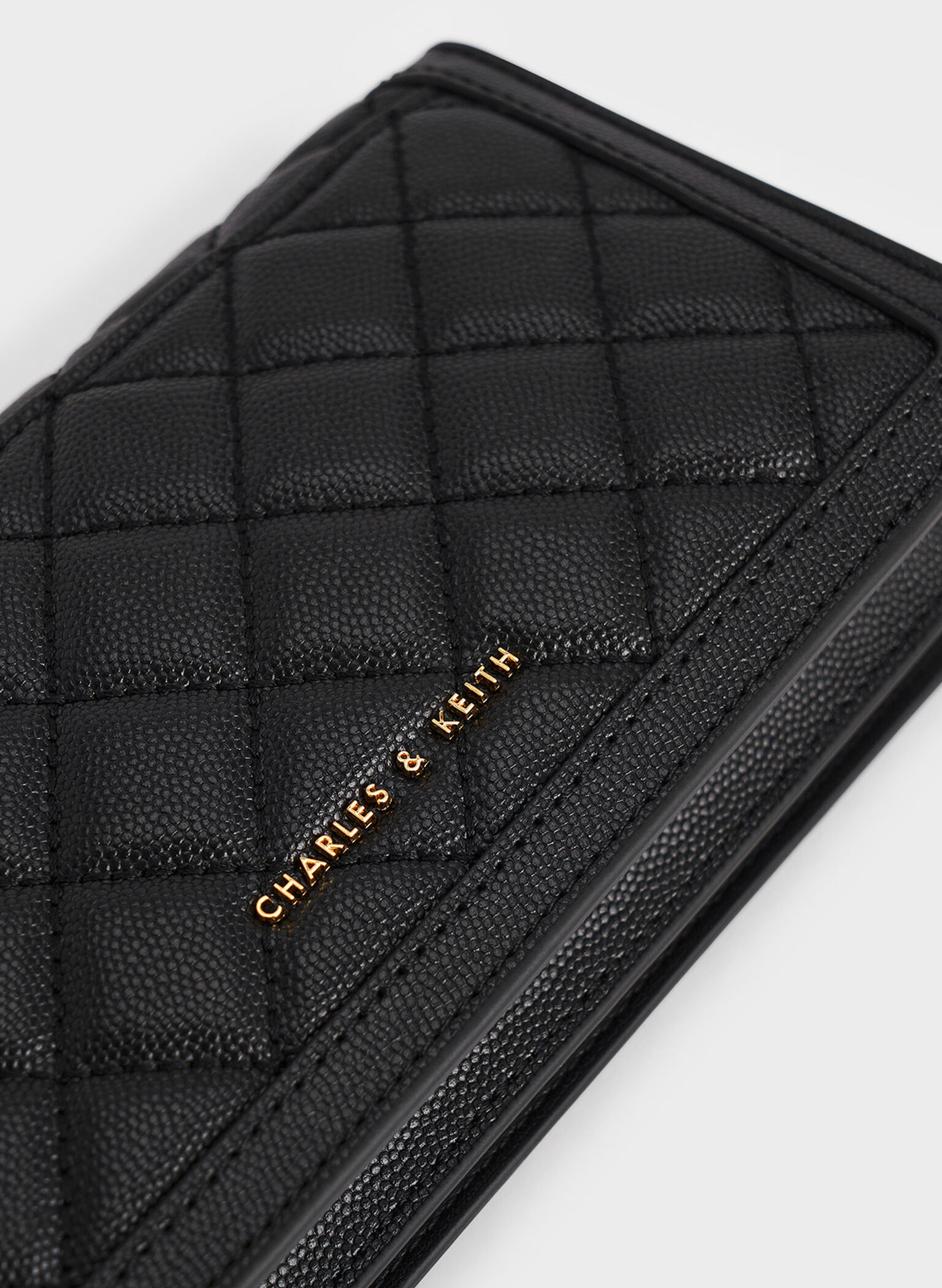 Micaela Quilted Long Wallet, Black, hi-res