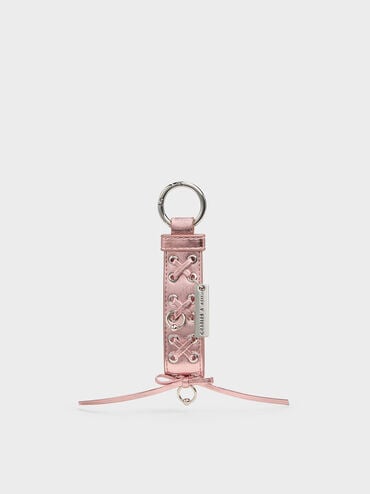 Grommet Lace-Up Bag Charm, Aura Pink, hi-res