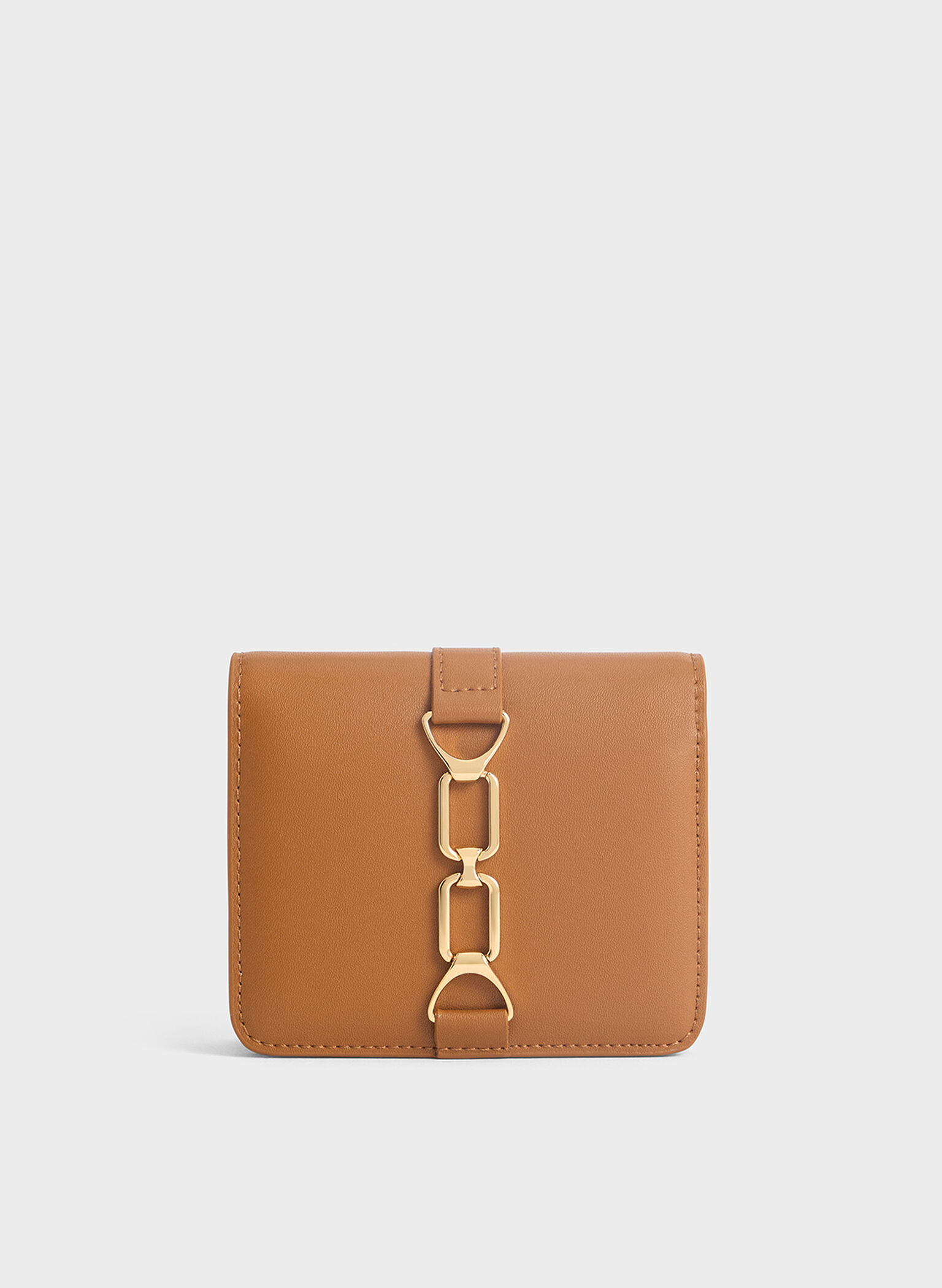 Agatha Chain-Accent Card Holder, Brown, hi-res
