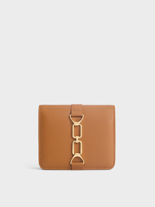 Agatha Chain-Accent Card Holder, Brown, hi-res