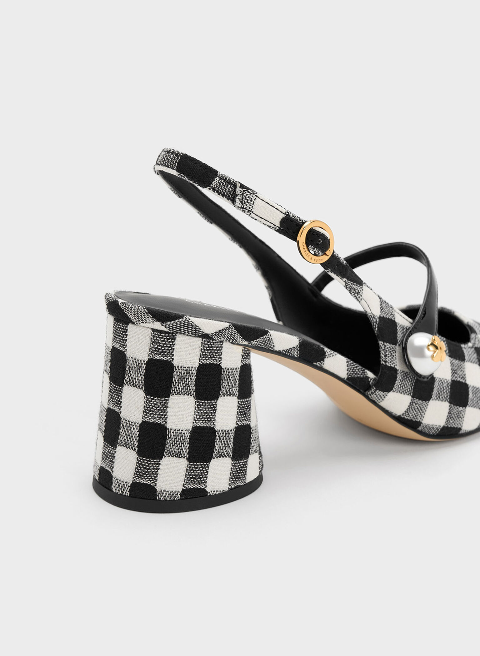 Aeryn Pearl Embellished Gingham Slingback Pumps, Multi, hi-res