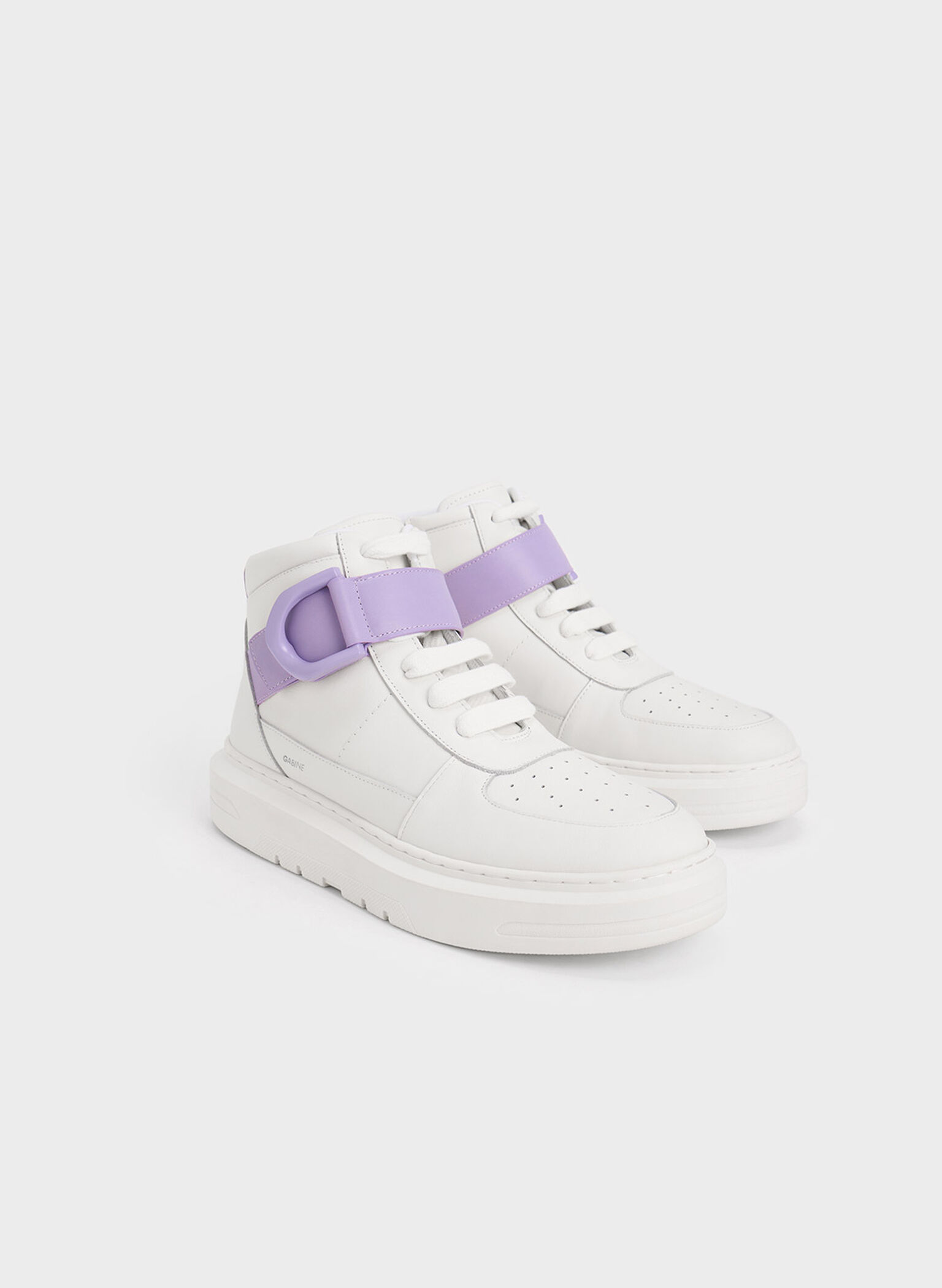 Gabine Leather High-Top Sneakers, Lilac, hi-res