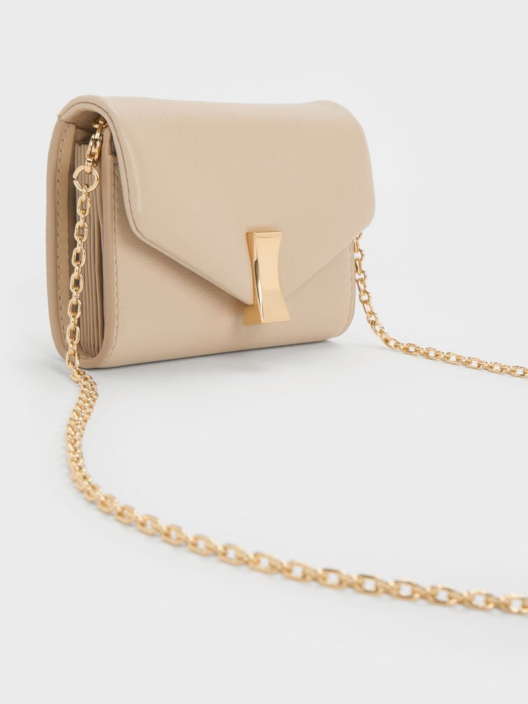 Lilibet Metallic-Accent Chain-Strap Wallet, Dusted Oat, hi-res