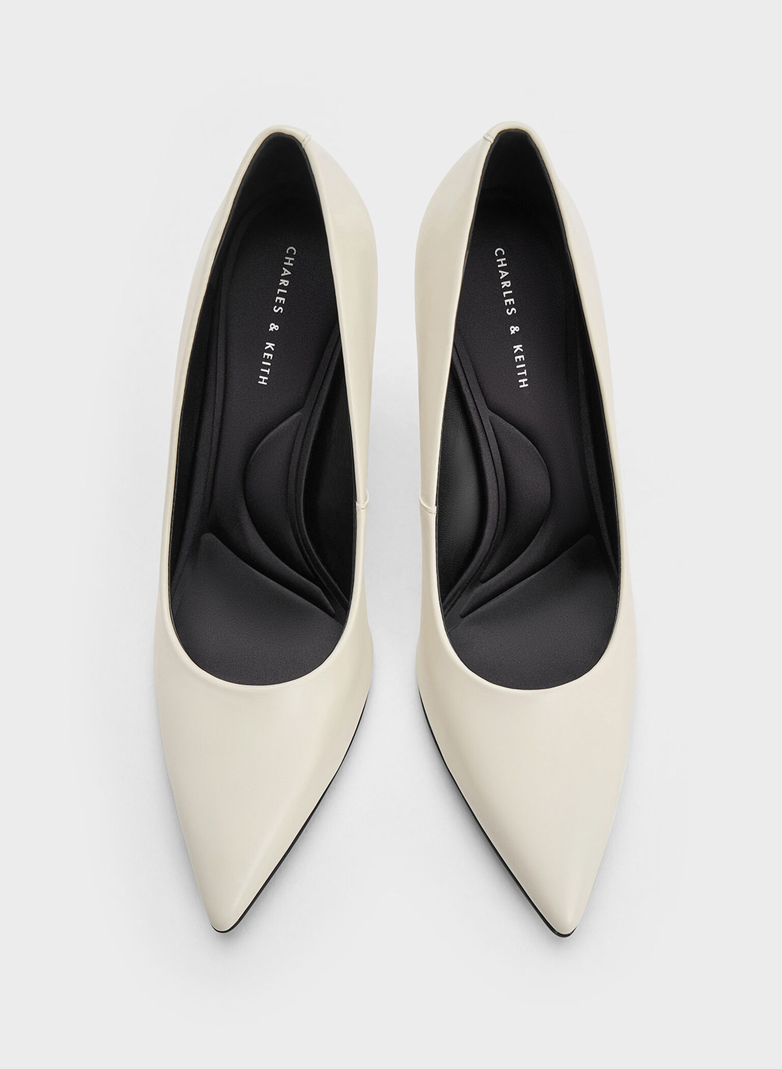 Pointed-Toe Spool-Heel Pumps, Cream, hi-res
