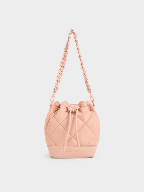 Lin Quilted Bucket Bag, Pink, hi-res