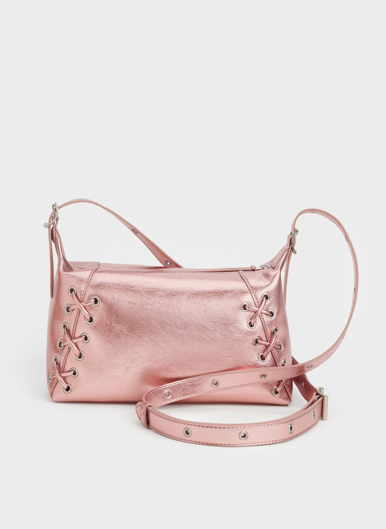 Xylia Grommet Lace-Up Shoulder Bag, Aura Pink, hi-res