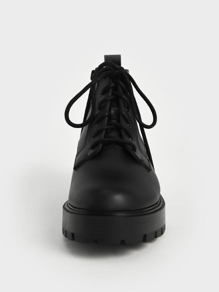 Commute Lace-Up Chunky Ankle Boots, Black, hi-res