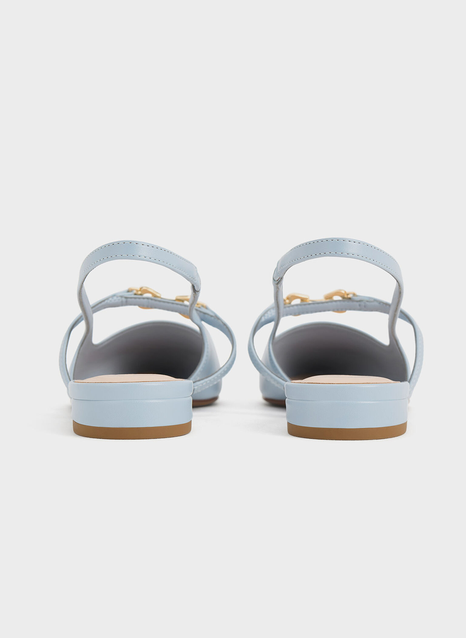 Trifina Metallic-Accent Pointed-Toe Slingback Flats, Light Blue, hi-res