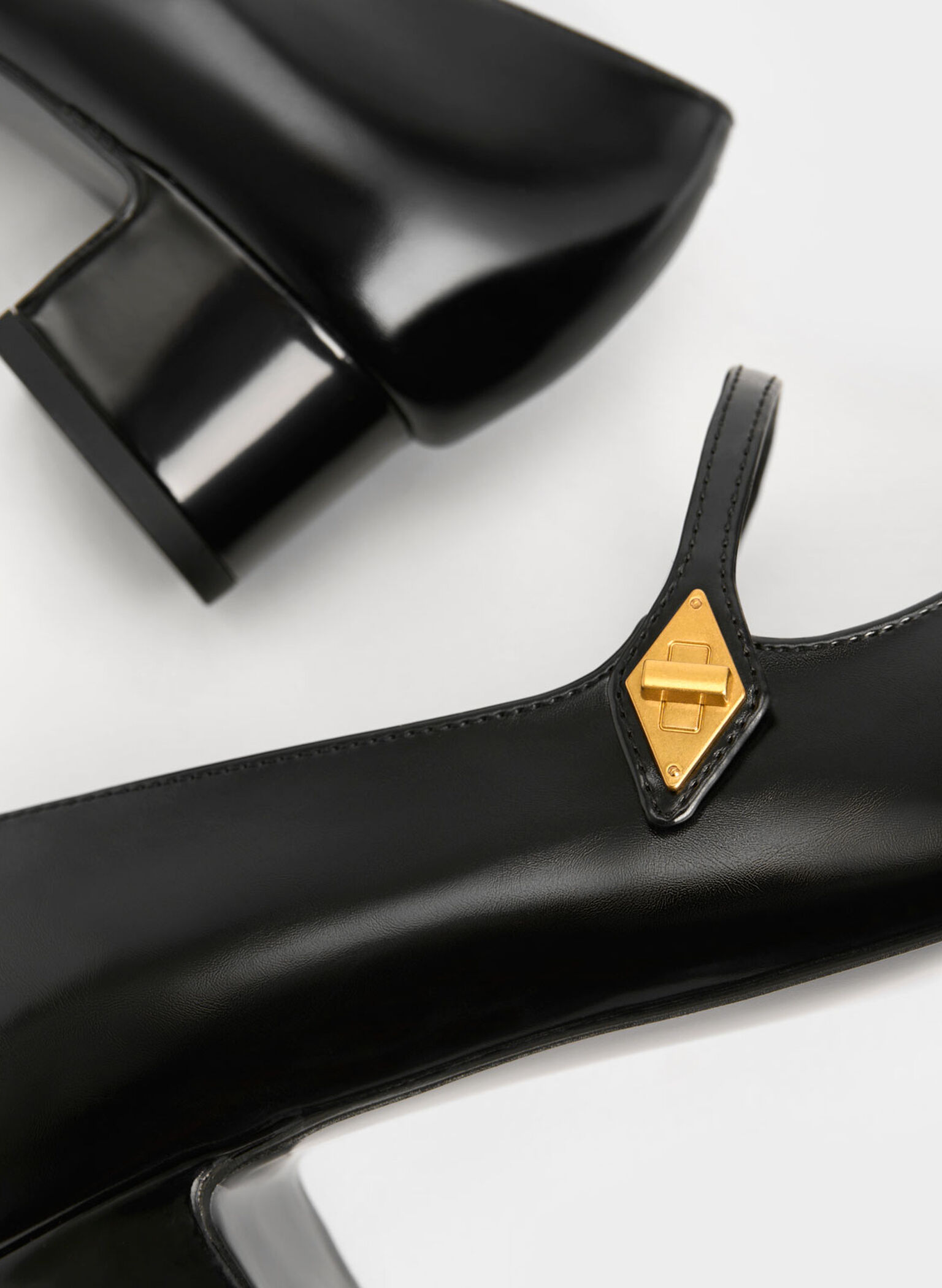 Metallic Accent Mary Jane Pumps, Black, hi-res
