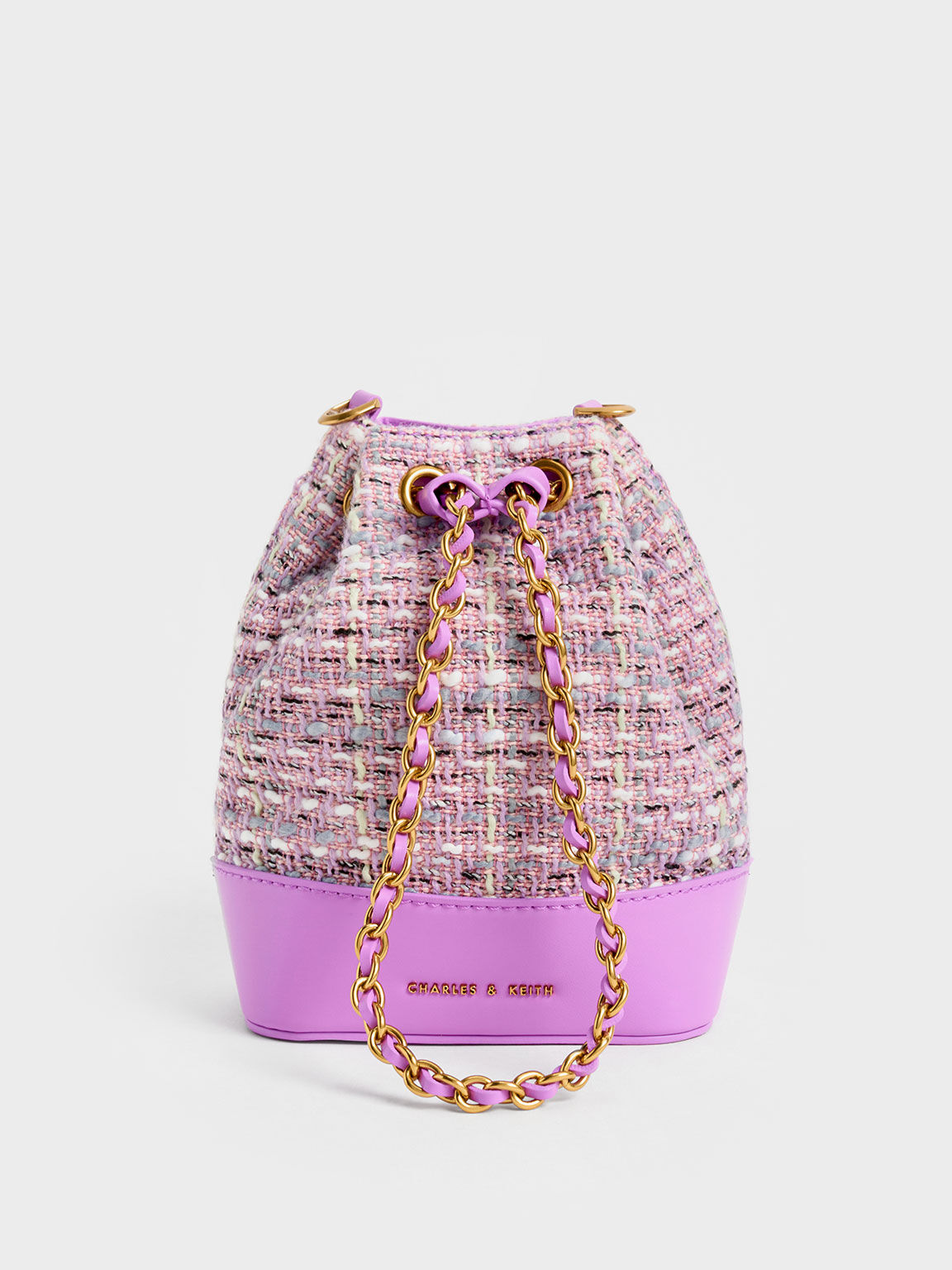 Dancer Tweed Drawstring Bucket Bag Violet