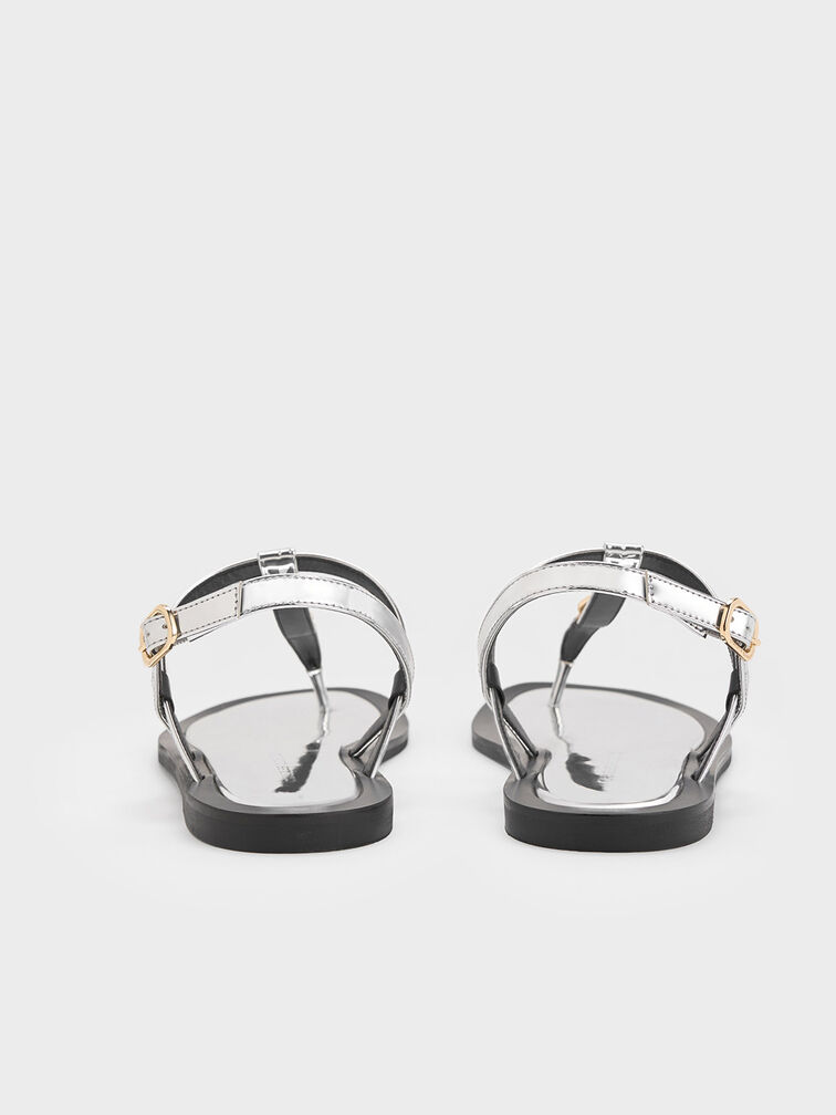 Trifina Metallic-Accent Thong Sandals, Silver, hi-res