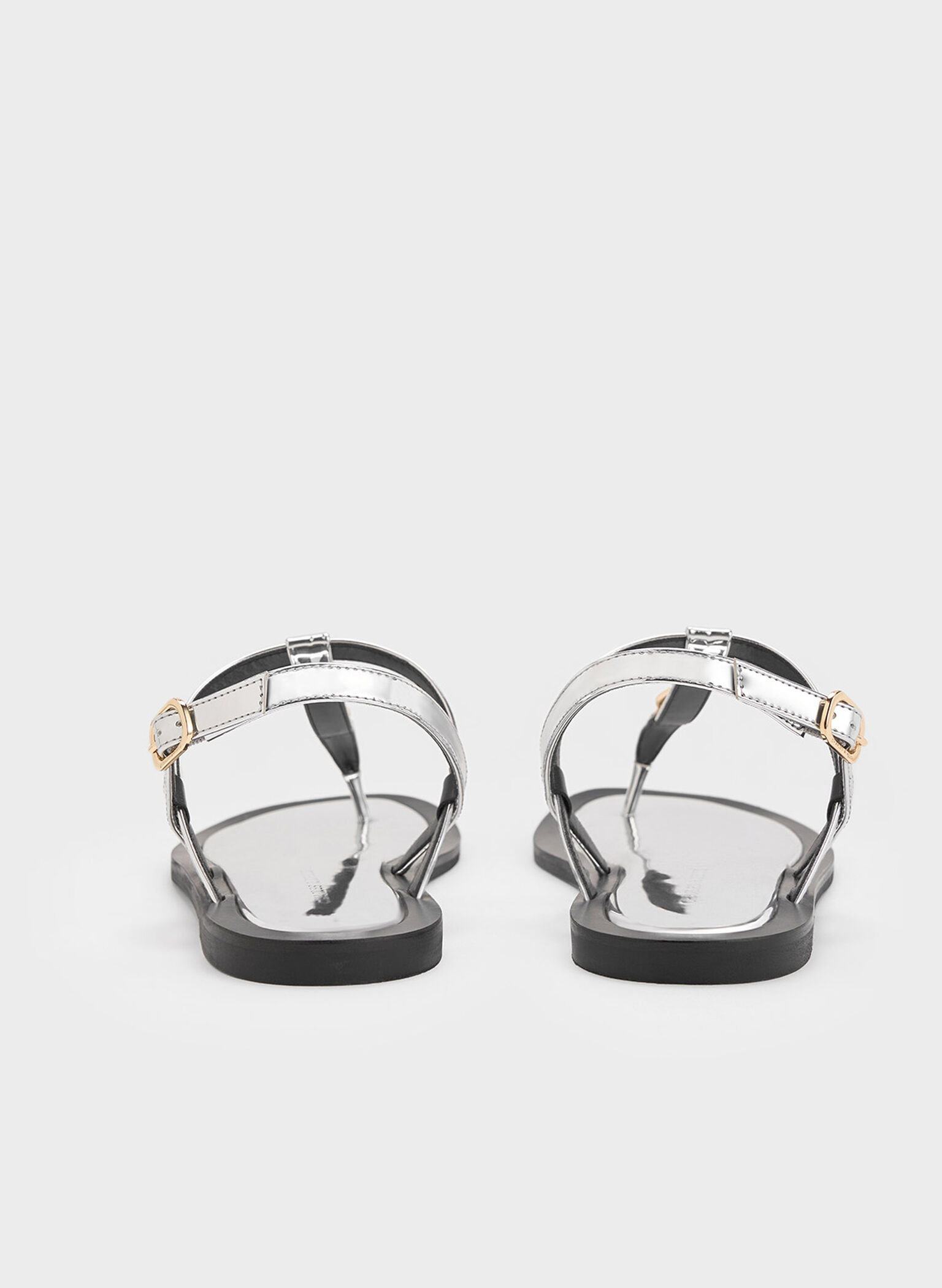 Trifina Metallic-Accent Thong Sandals, Silver, hi-res