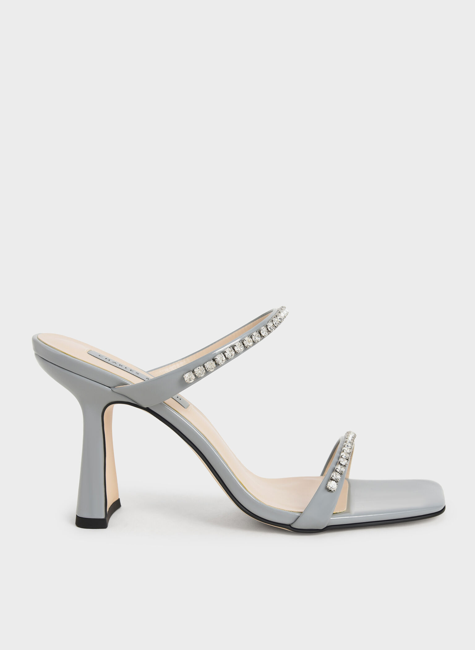 Patent Gem-Encrusted Heeled Sandals, Light Blue, hi-res