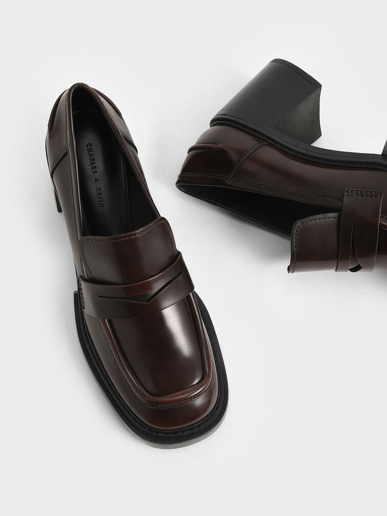 Kaiya Penny Loafer Pumps, Dark Brown, hi-res