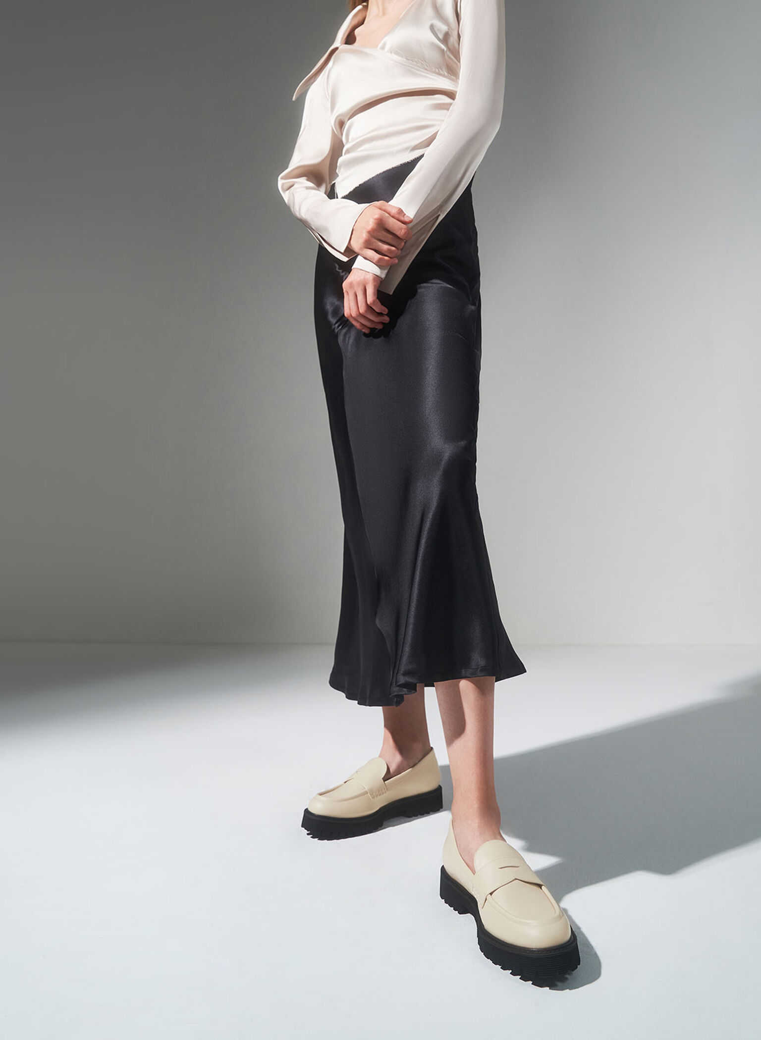 Chunky Penny Loafers, Chalk, hi-res