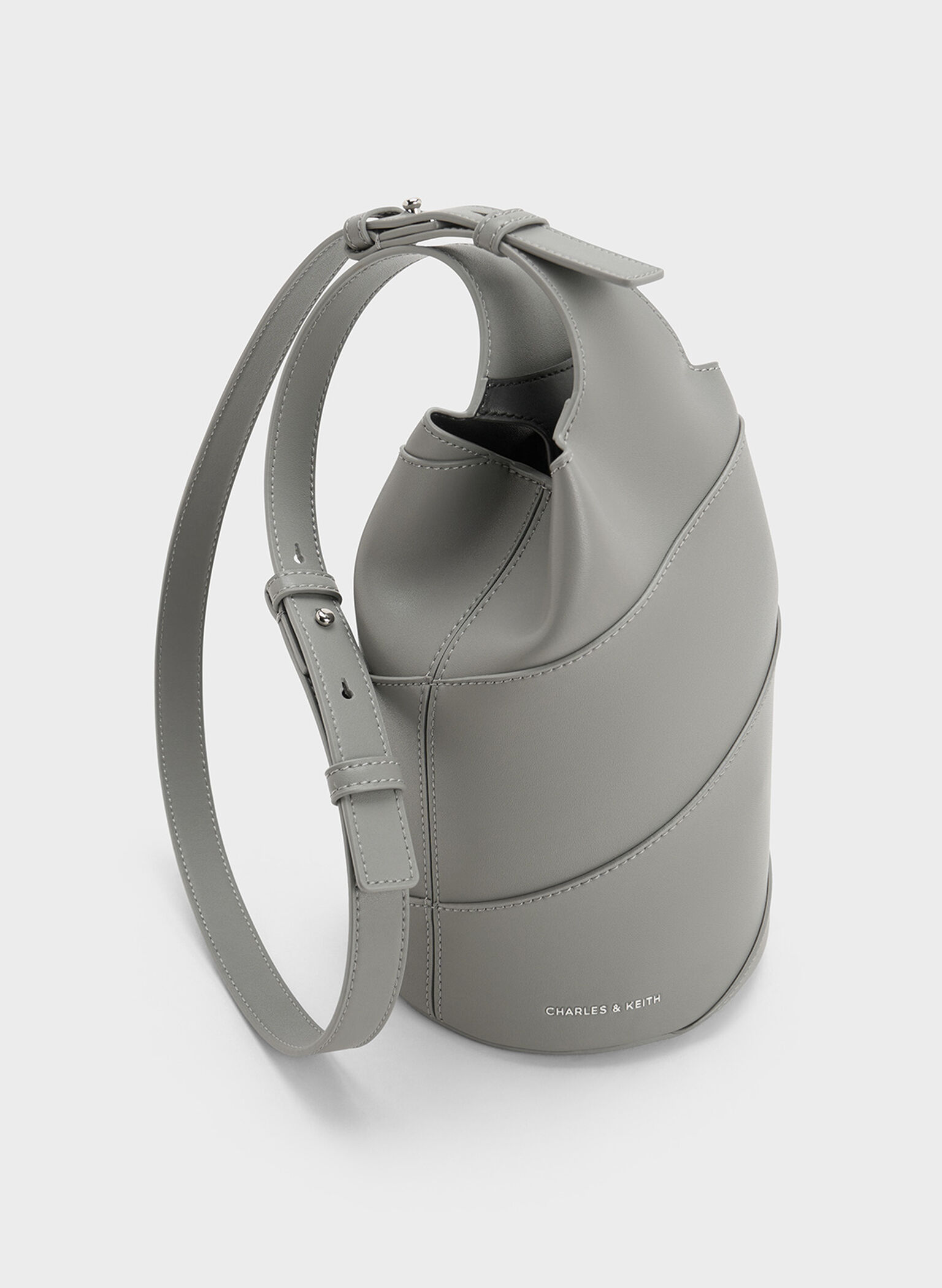 Trin Cylindrical Bucket Bag, Grey, hi-res