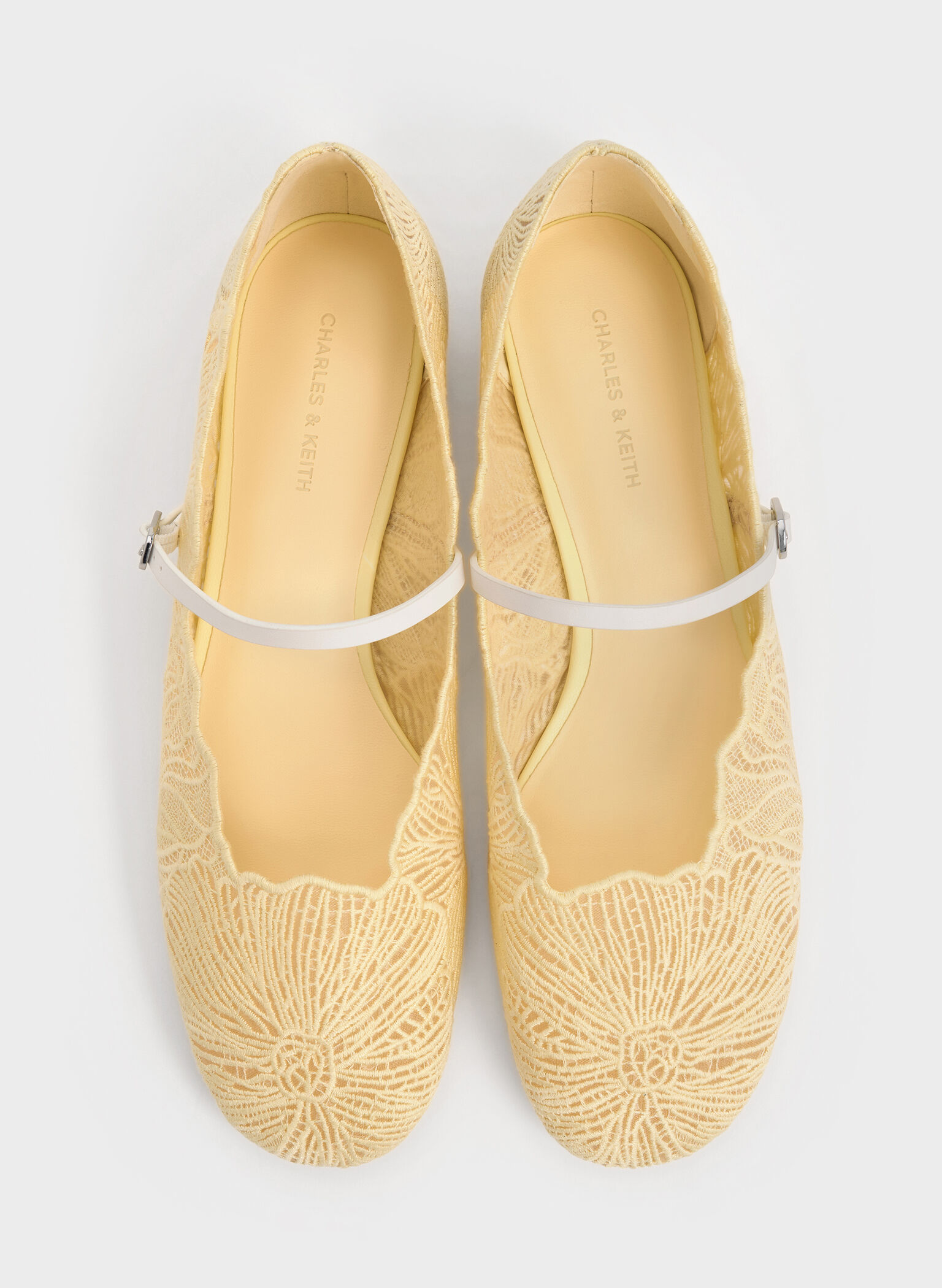 Crochet Floral Mary Jane Flats, Yellow, hi-res