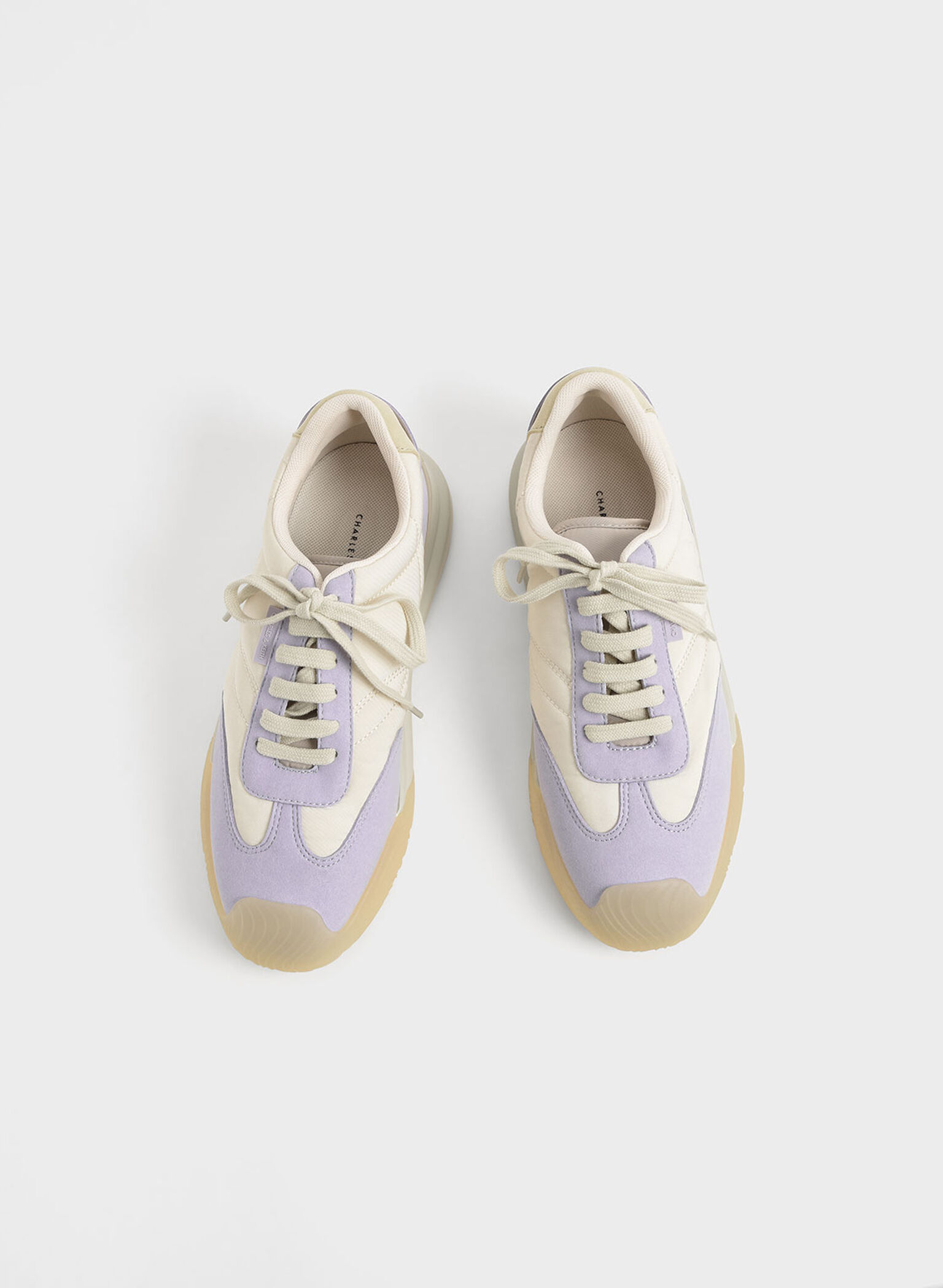 Microfibre & Nylon Low-Top Sneakers, Lilac, hi-res