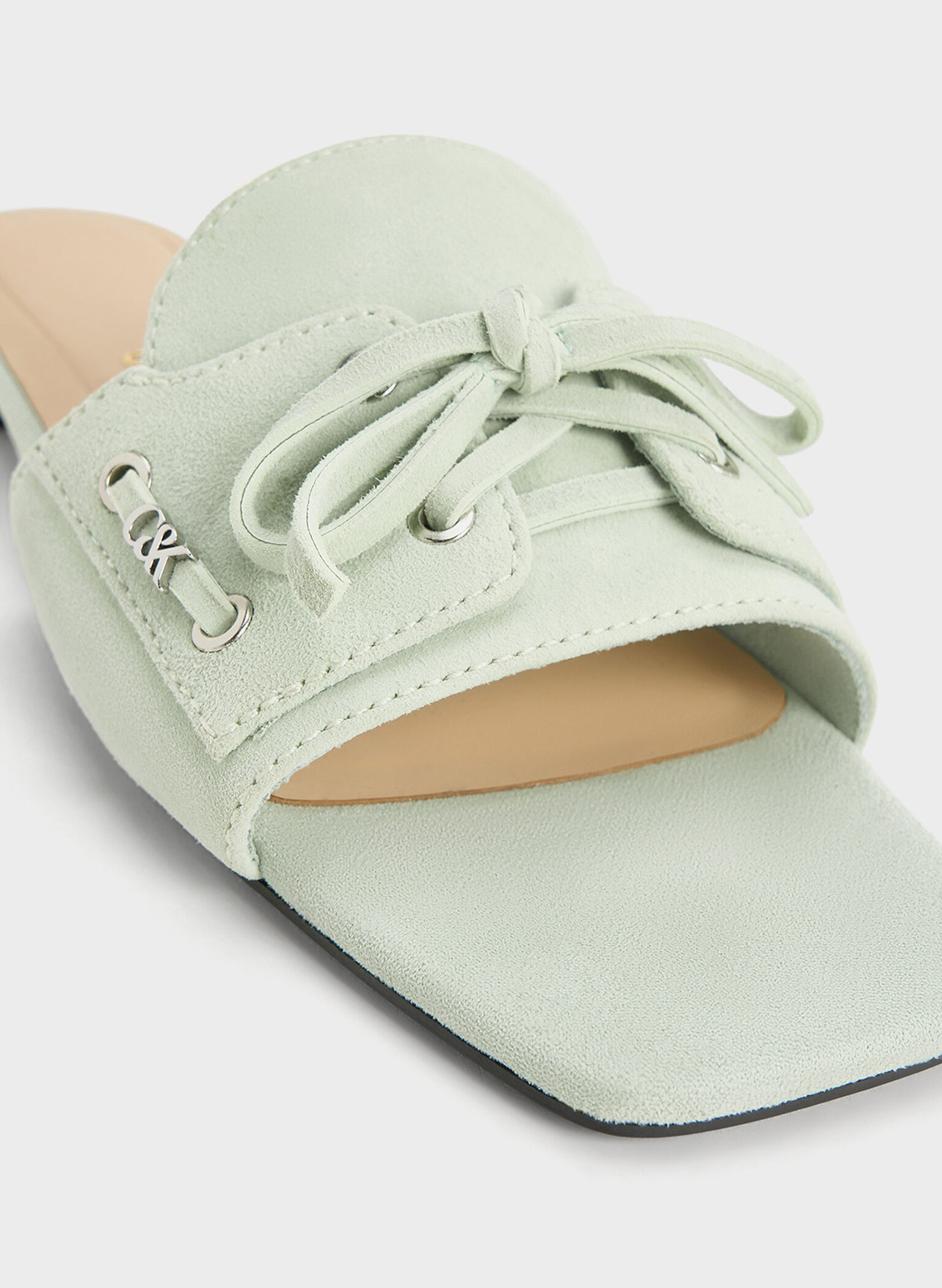 Kori Suede Lace-Up Slide Sandals, Mint Green, hi-res