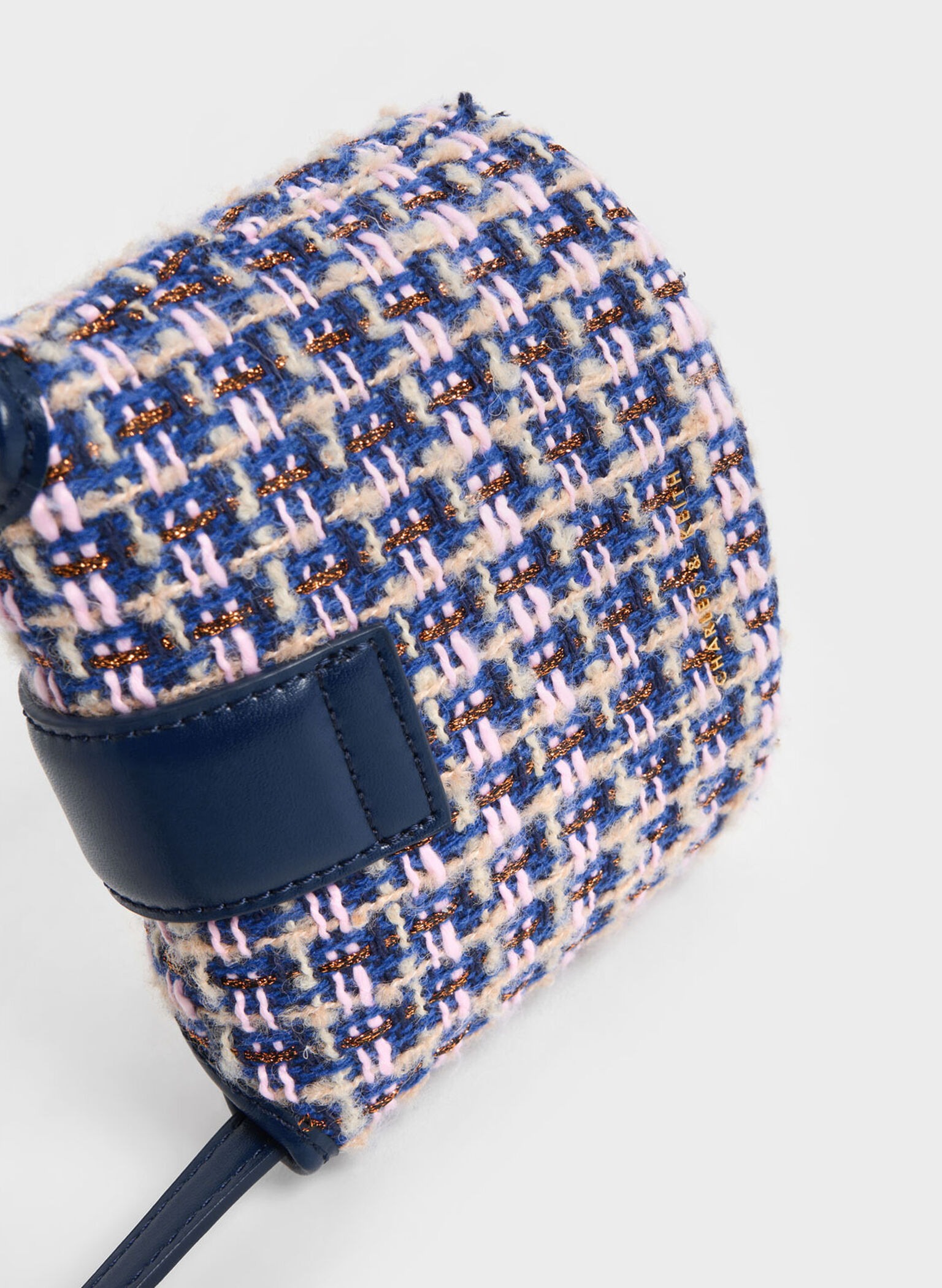 Gabine Tweed Bucket Bag, Navy, hi-res