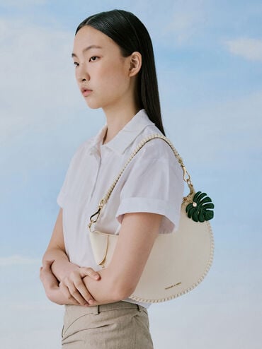 Blume Braided Curved Hobo Bag, Cream, hi-res