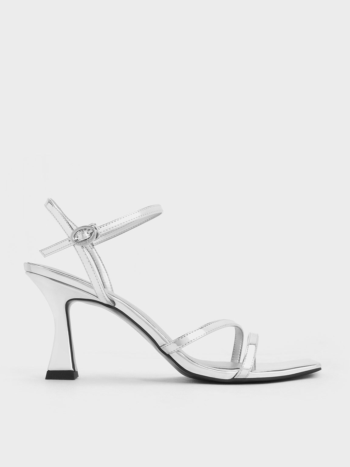 Silver metallic clearance strappy heels