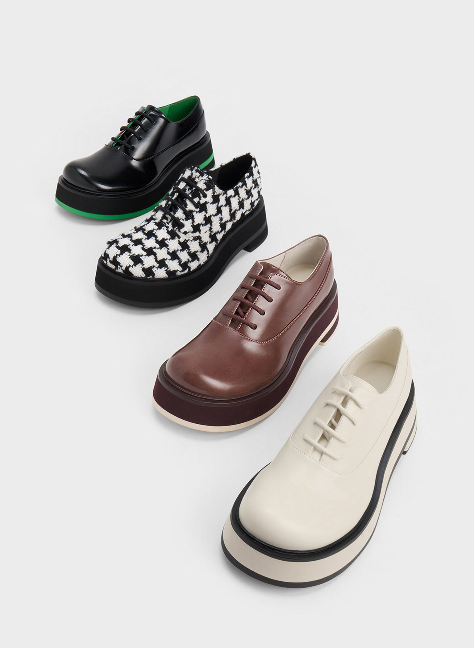 Striped Platform Oxfords, Black, hi-res
