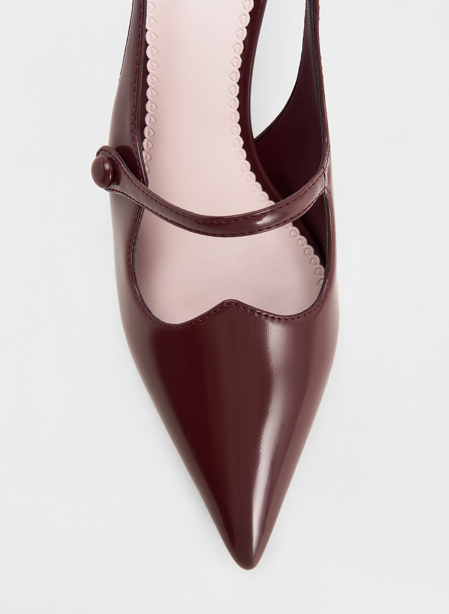 Pointed-Toe Mary Jane Slingback Pumps, Burgundy, hi-res