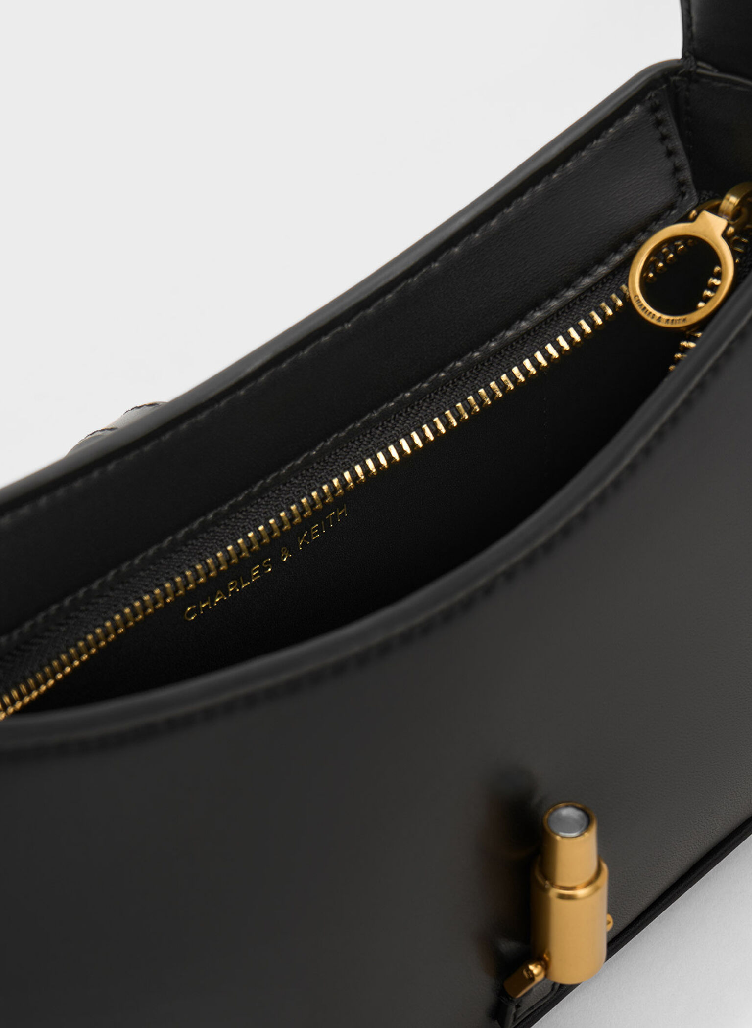 Cesia Metallic Accent Shoulder Bag, Black, hi-res