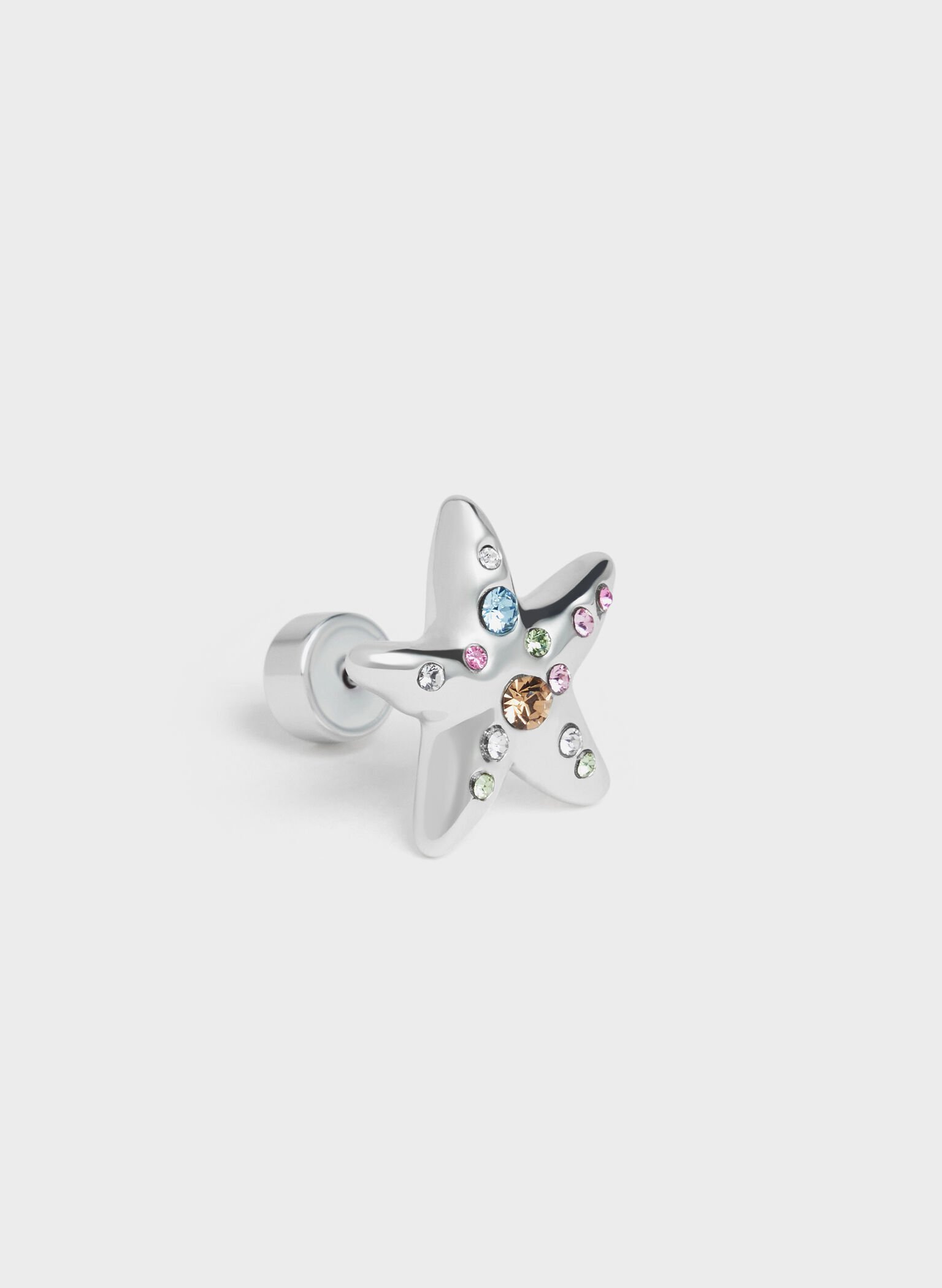 Orinda Crystal Starfish Stud Earrings, Silver, hi-res