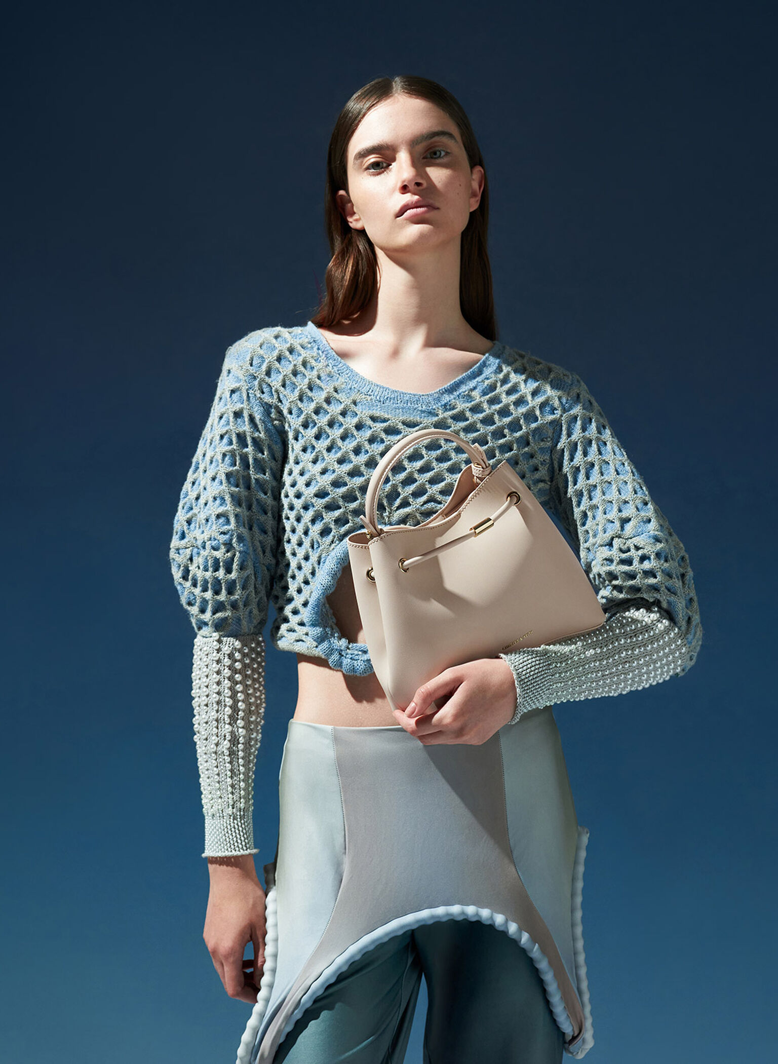 Sybill Geometric Bucket Bag, Oat, hi-res
