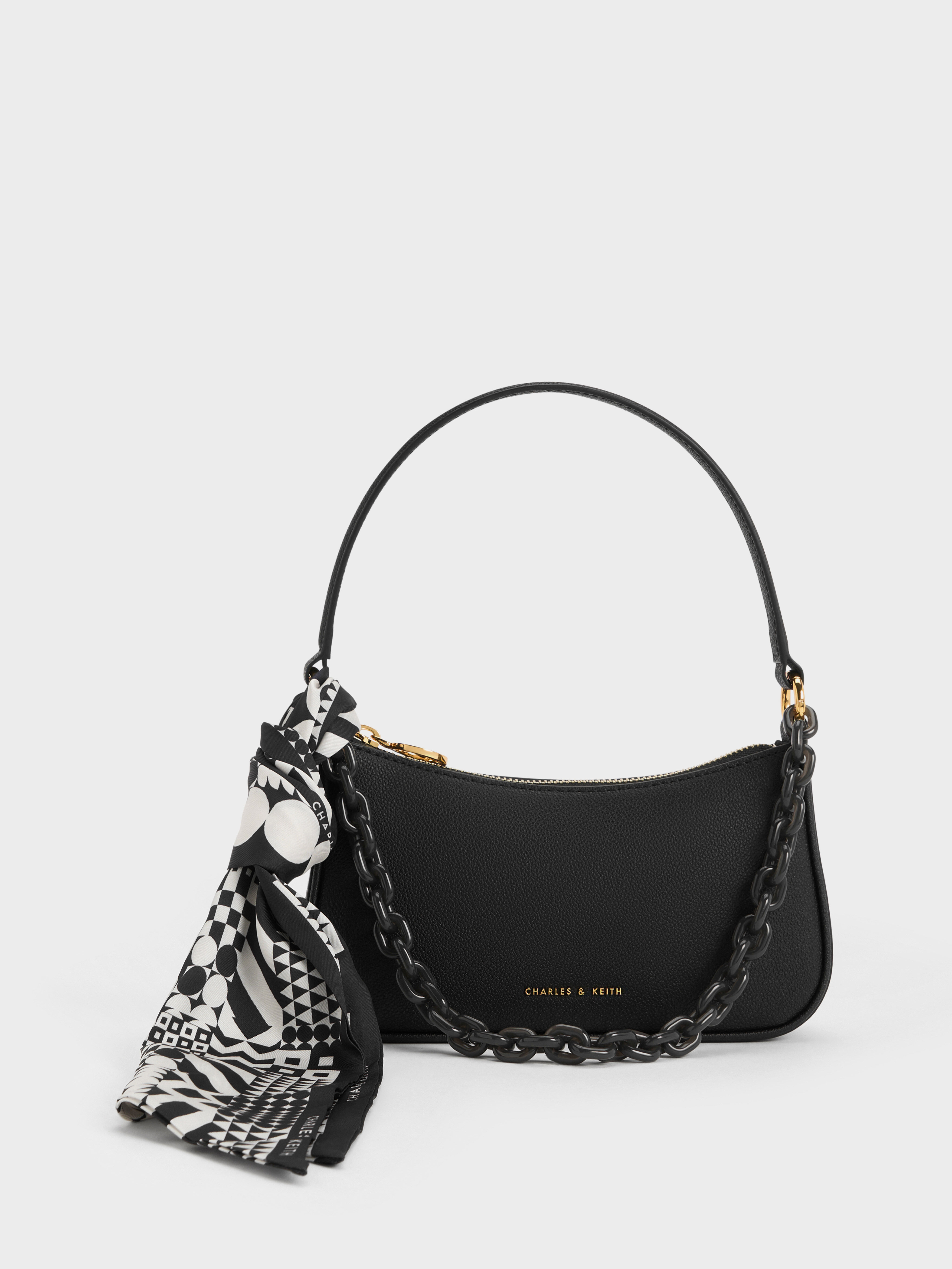 Alcott Scarf Chain Link Bag Black