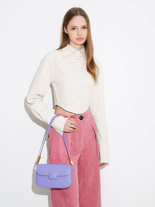 Koa Square Push-Lock Shoulder Bag, Lilac, hi-res