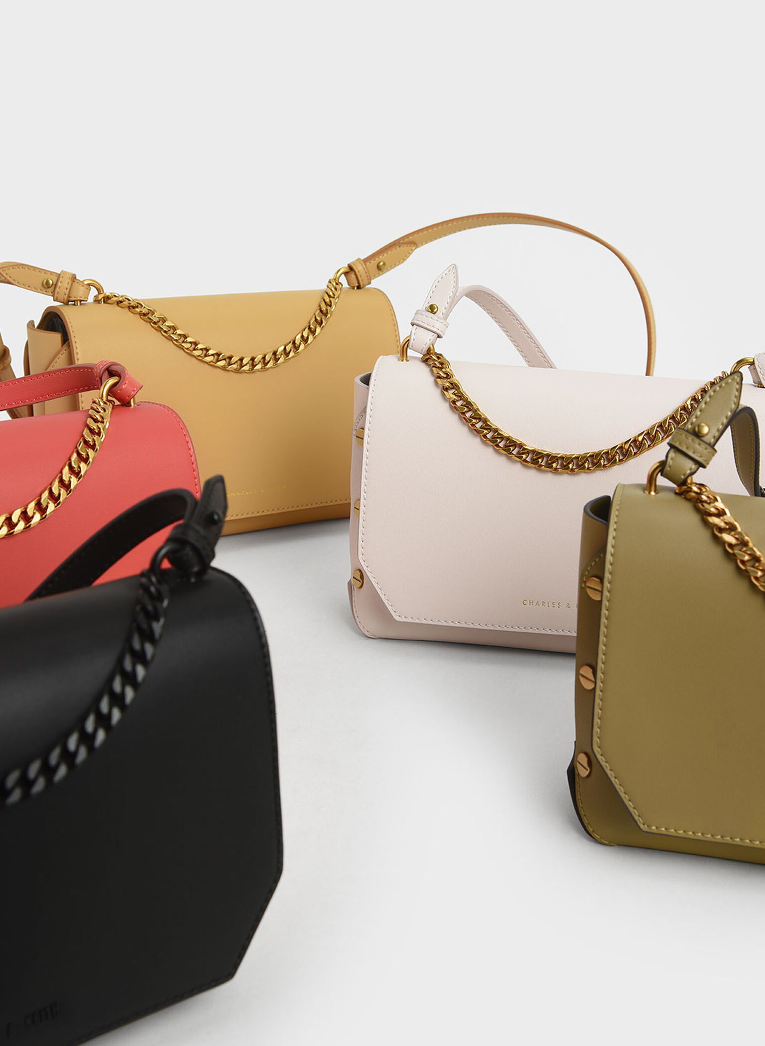 Chain Handle Shoulder Bag, Ultra-Matte Black, hi-res
