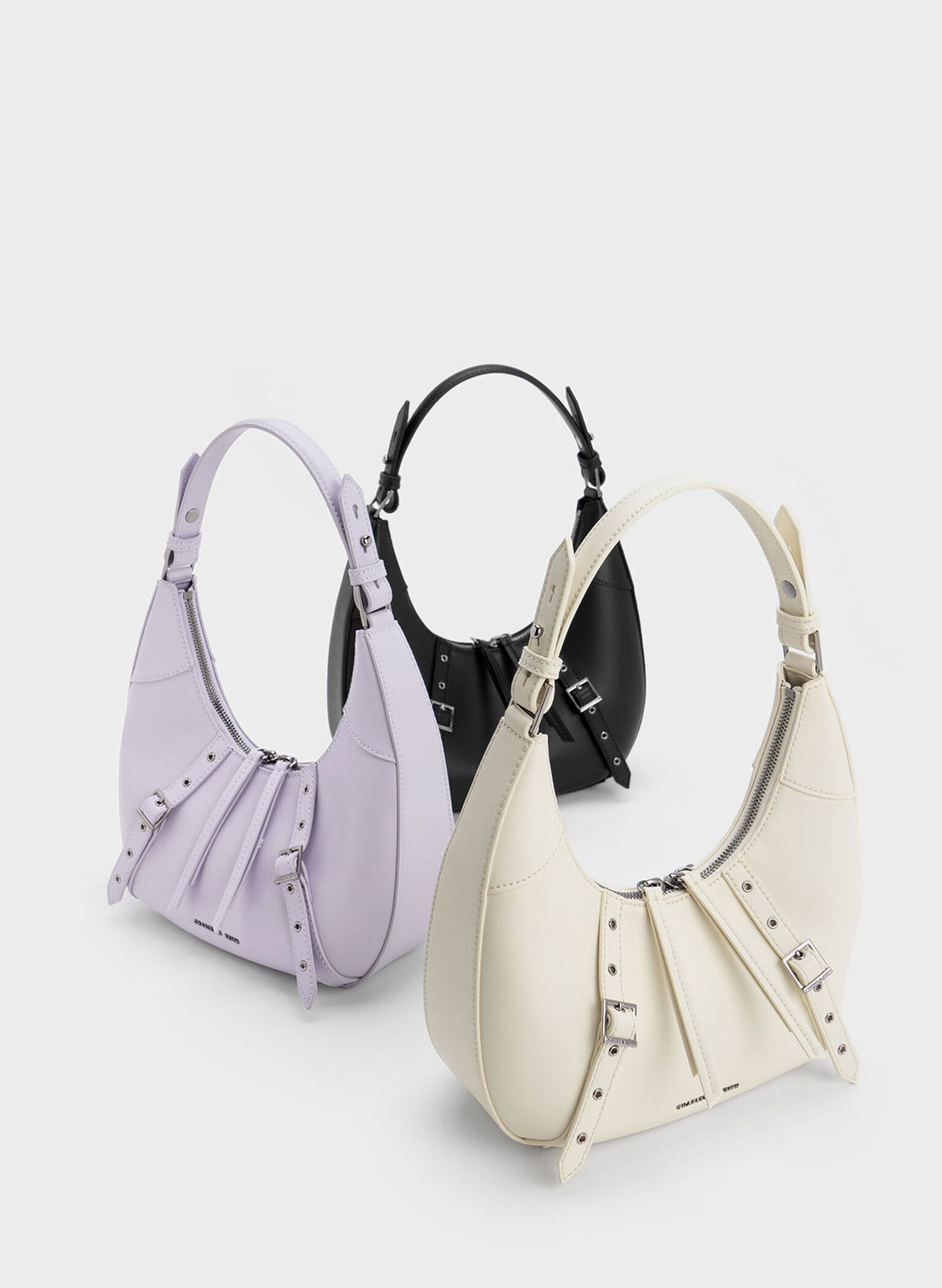 Grommet Crescent Hobo Bag, Noir, hi-res