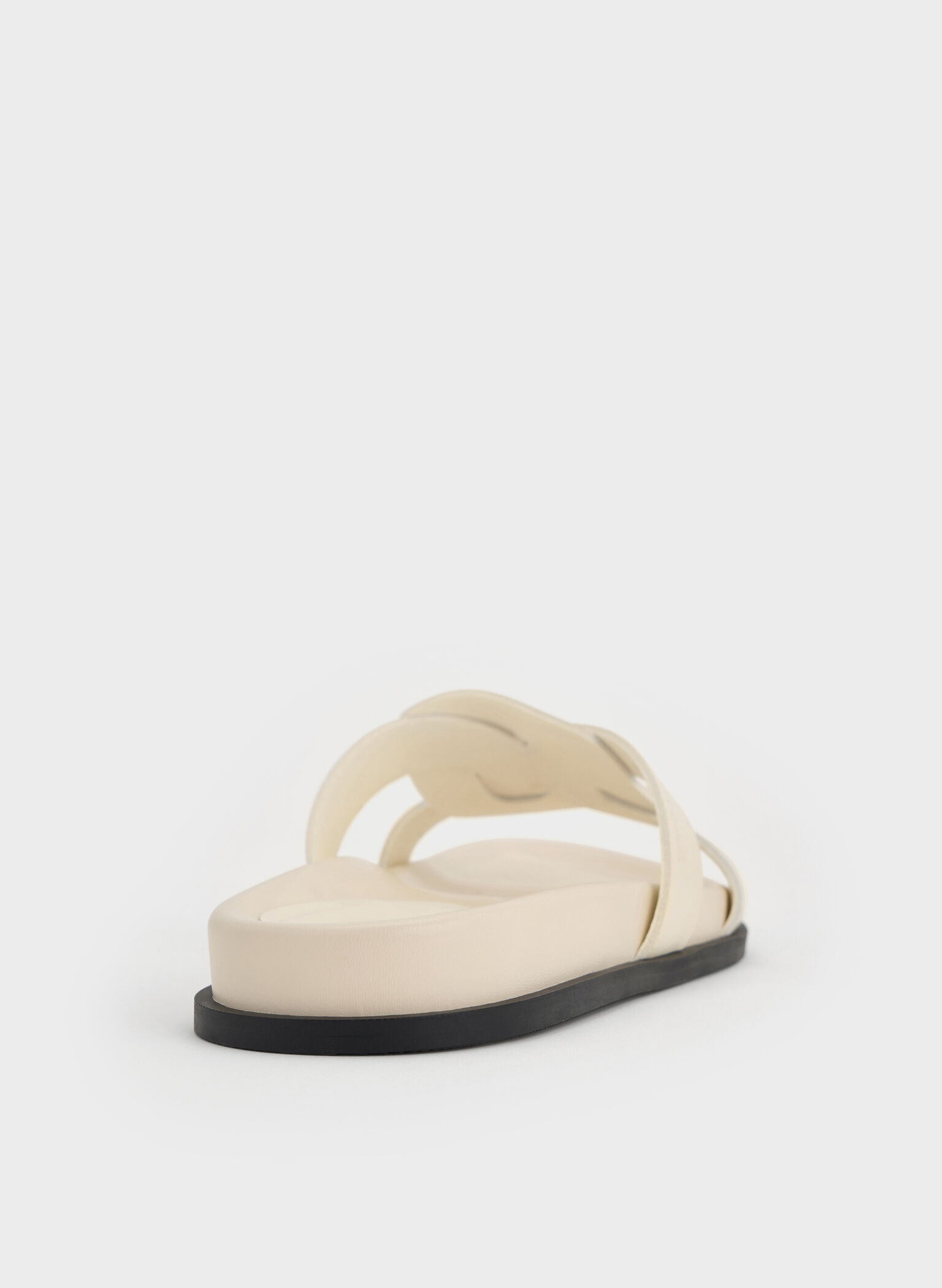 Interwoven Cut-Out Slide Sandals, Cream, hi-res