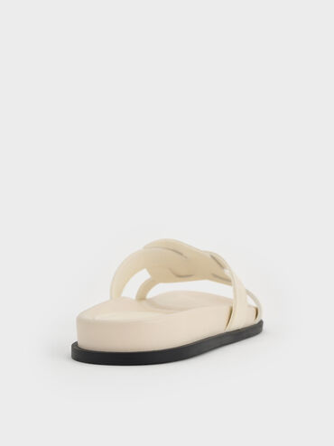 Interwoven Cut-Out Slide Sandals, Cream, hi-res