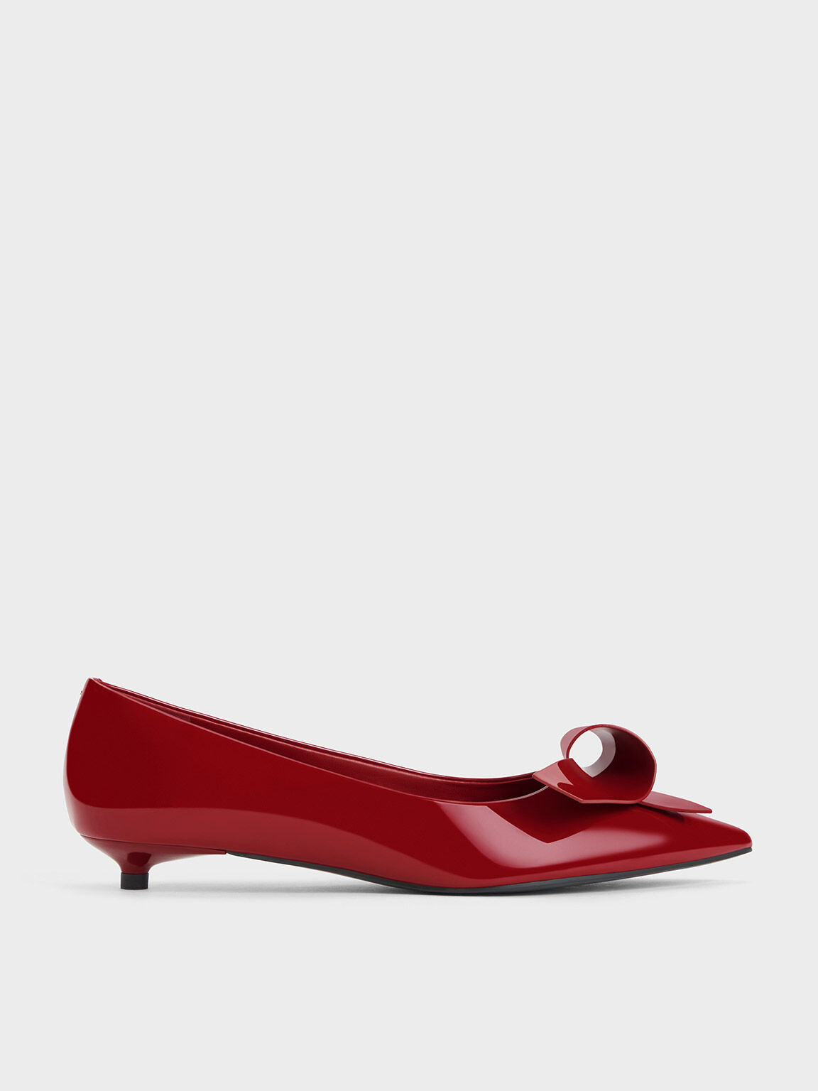 Red leather pointed discount toe flats
