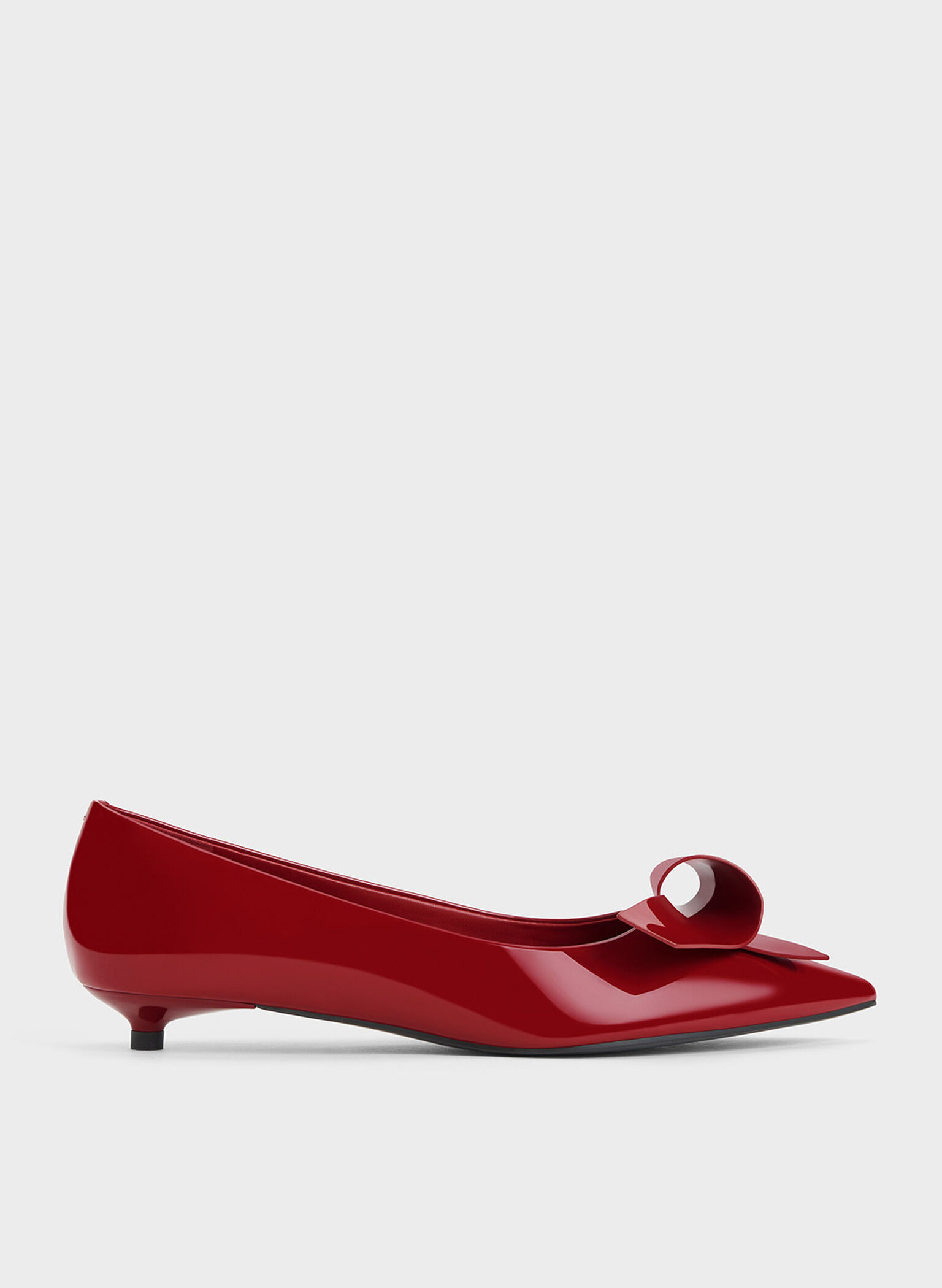 Sculptural Knot Pointed-Toe Flats, Red, hi-res