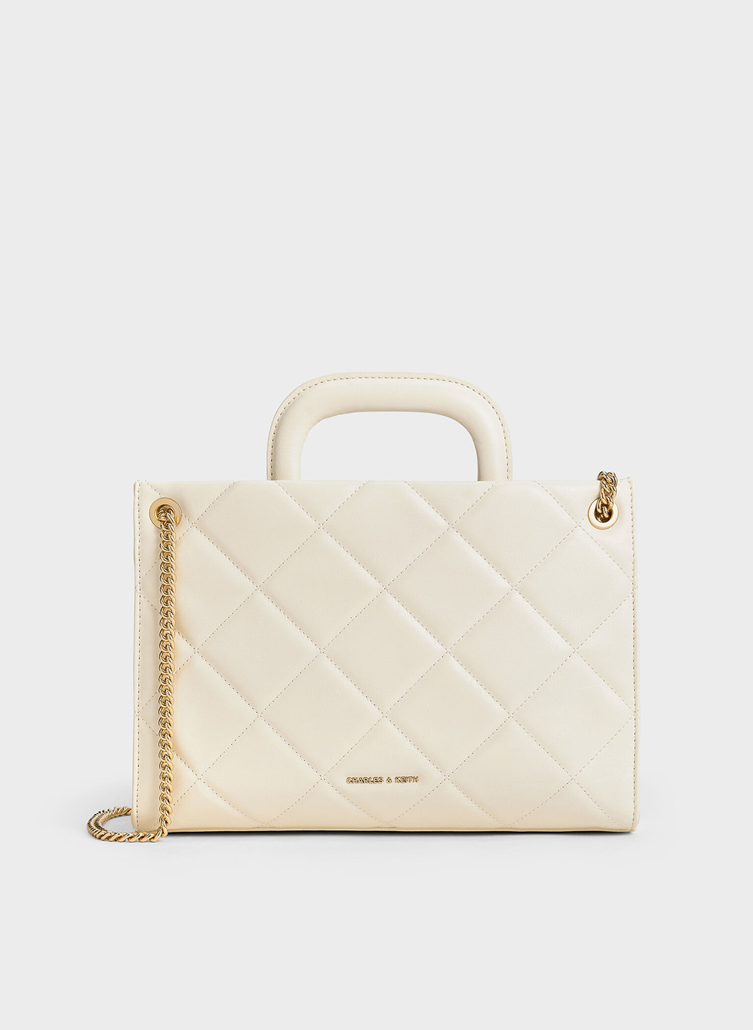 Apfra Quilted Chain-Handle Bag, Cream, hi-res