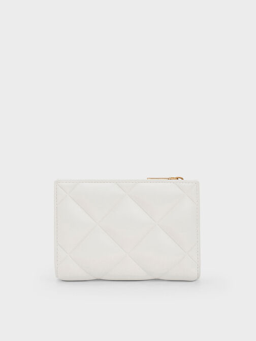 Gemma Quilted Card Holder, White, hi-res