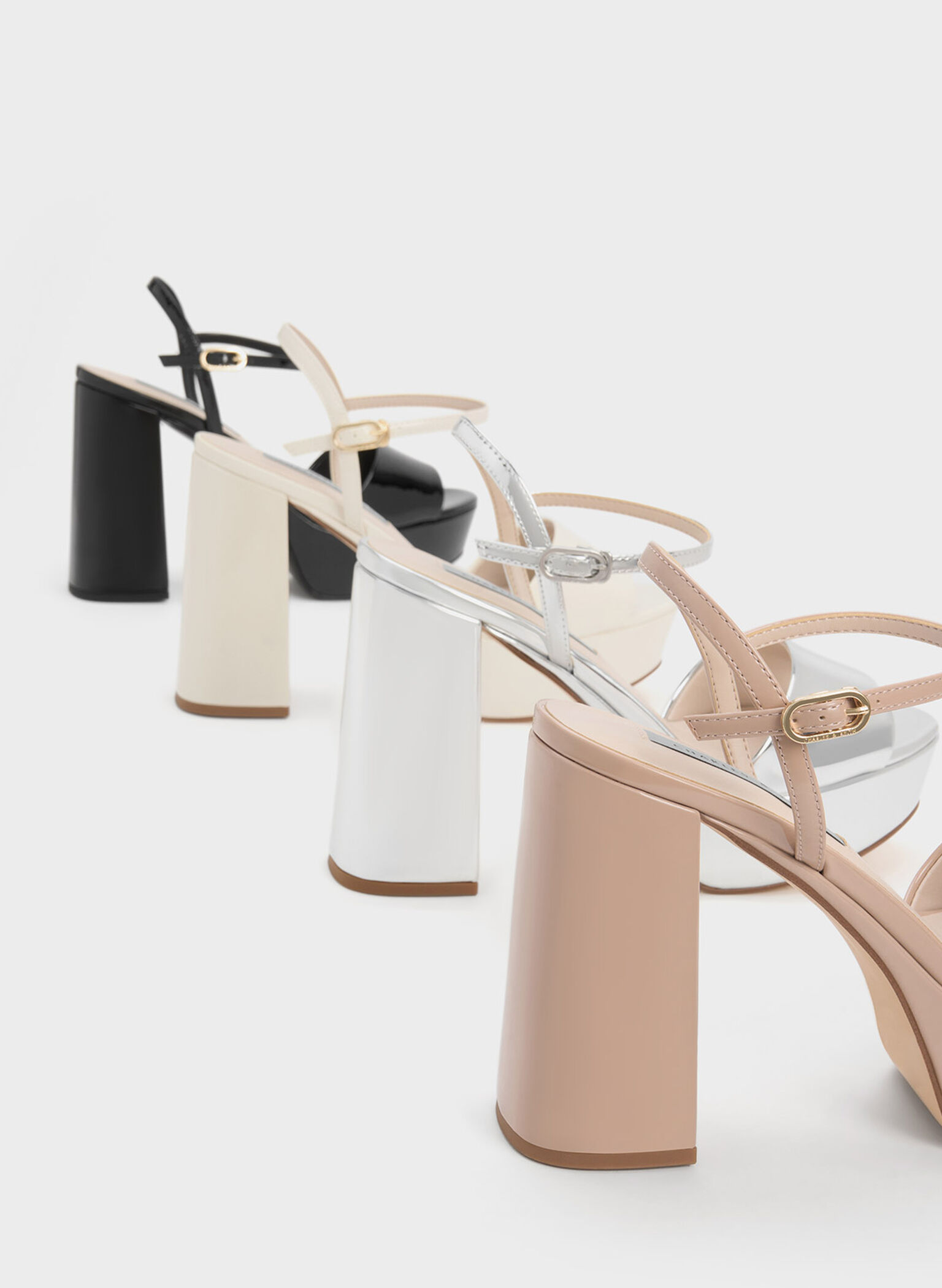 Halle Peep-Toe Metallic Platform Sandals, Chalk, hi-res