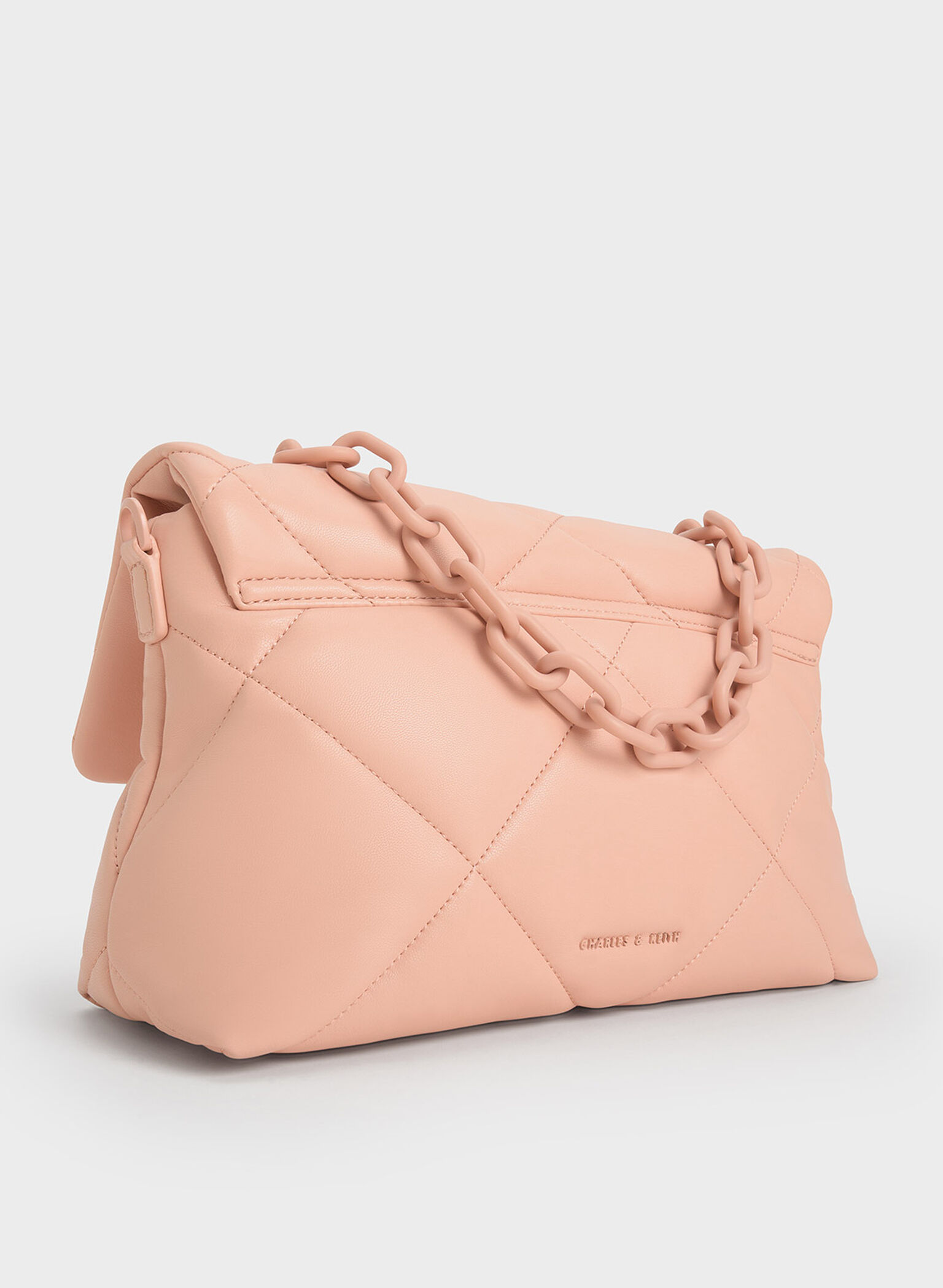 Lin Puffy Chain Shoulder Bag, Pink, hi-res