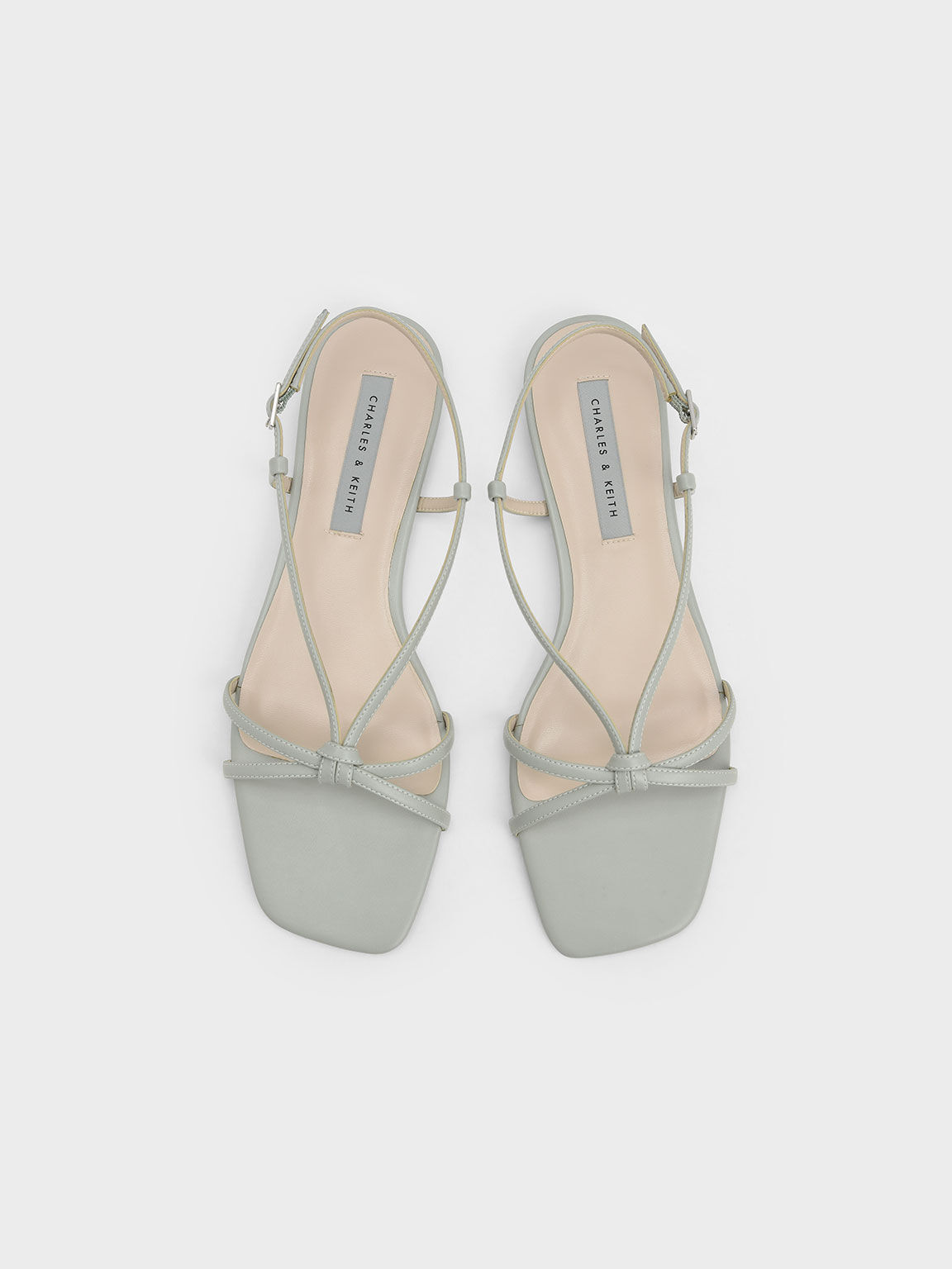 Strappy Knotted Slingback Sandals, Mint Green, hi-res