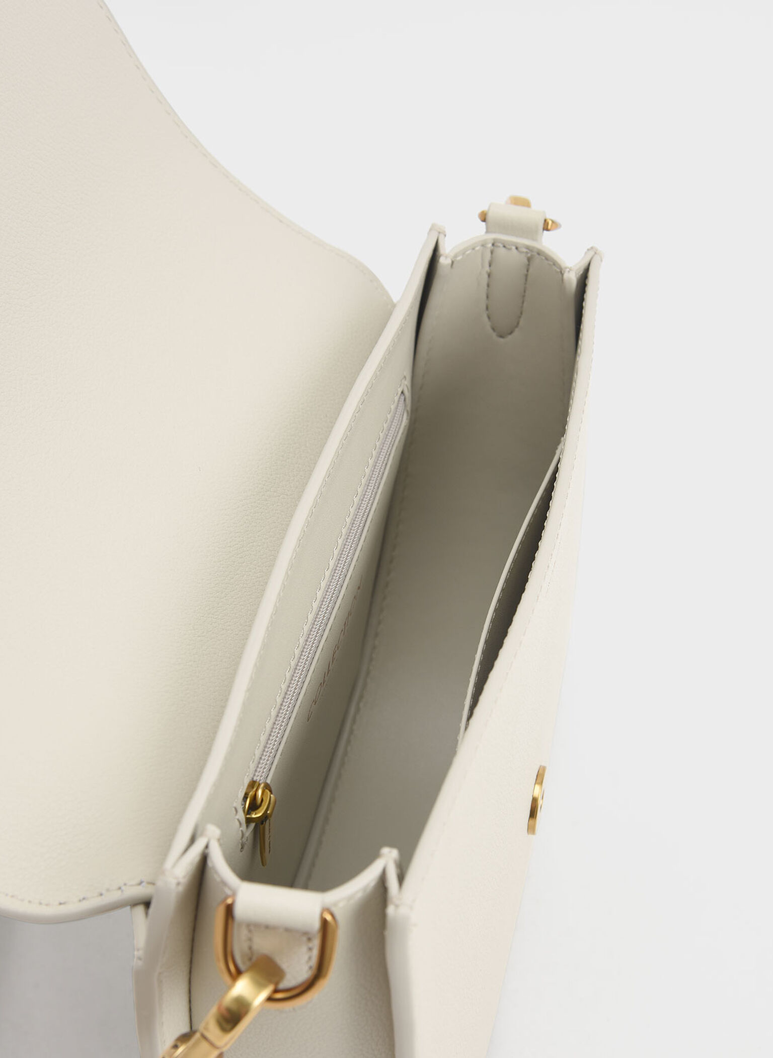 Gabine Leather Saddle Bag​, Chalk, hi-res