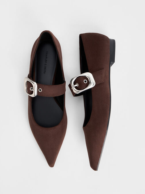 Masei Faux Suede Grommet-Strap Mary Janes, Dark Brown, hi-res